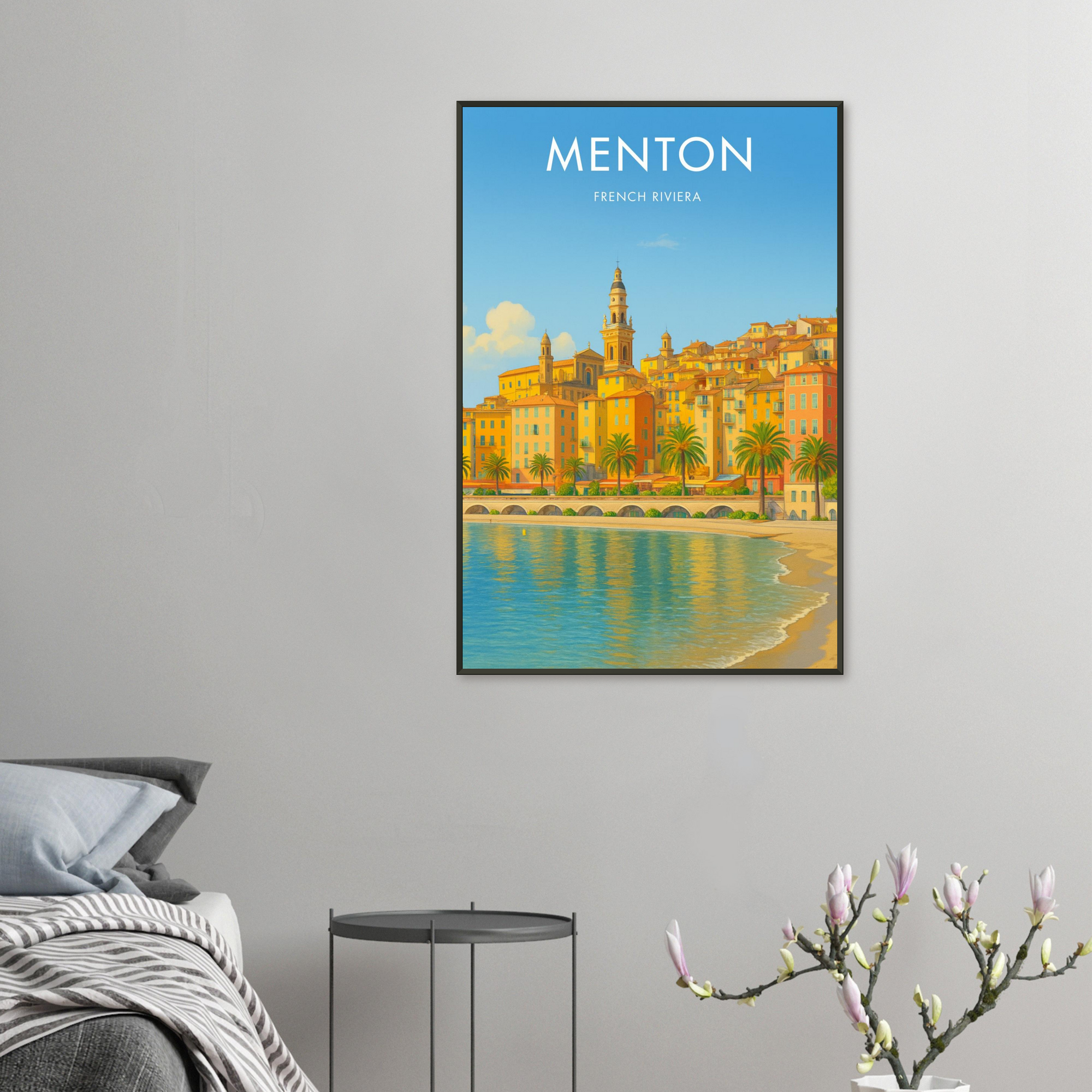 Menton Metal Frame Vintage Poster