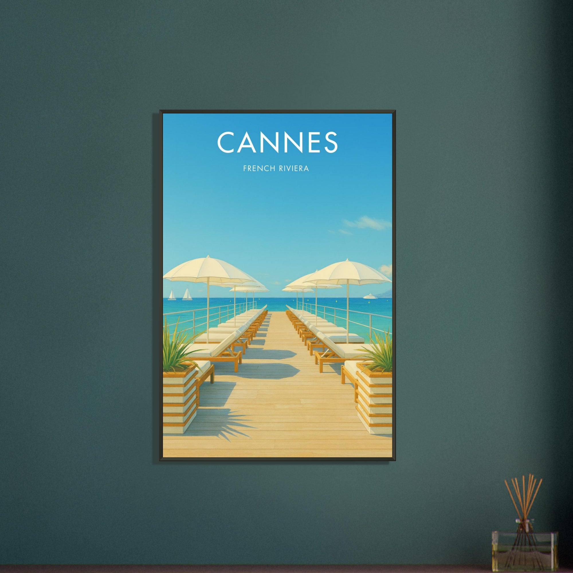 Cannes Metal Frame Vintage Poster