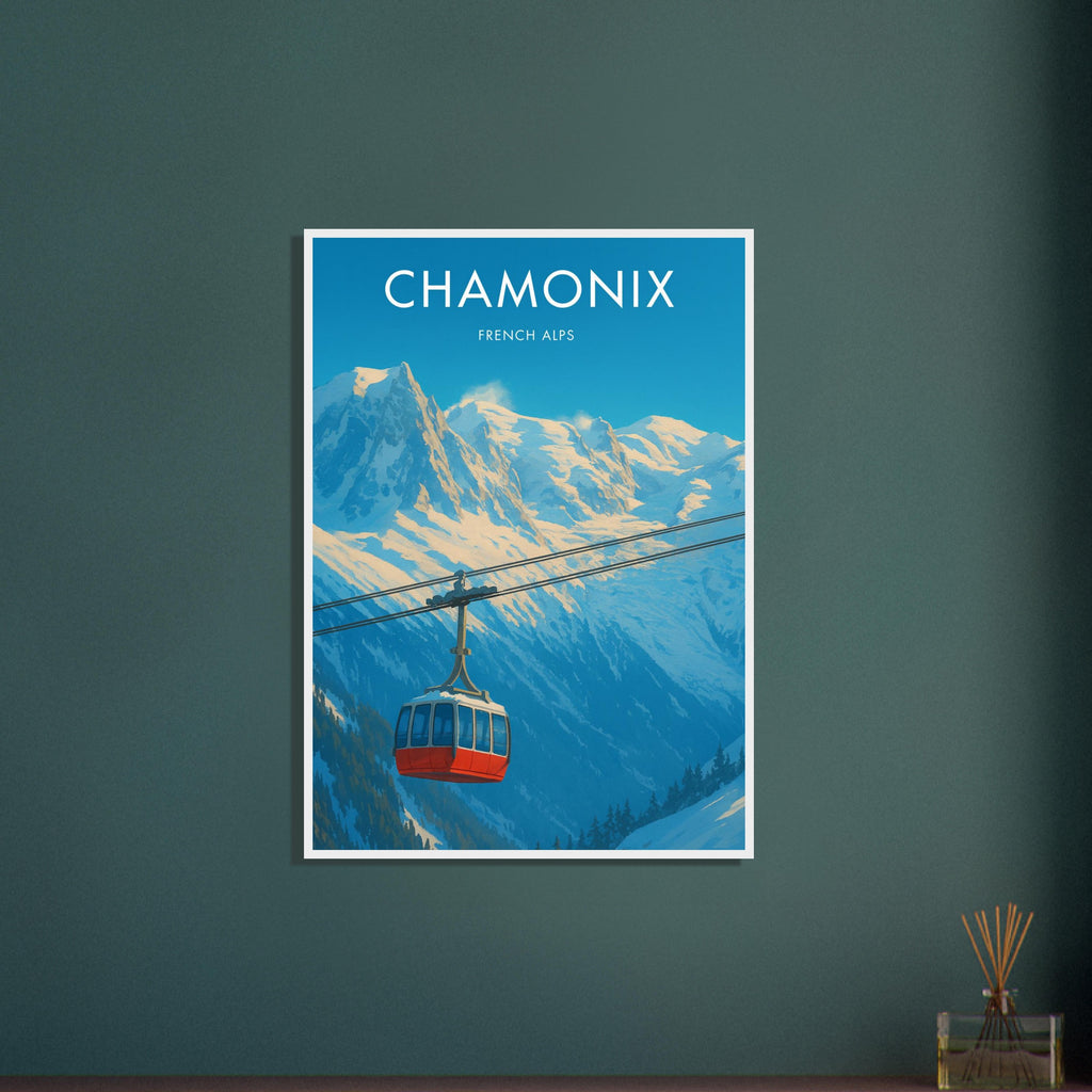 Chamonix Wooden Frame Vintage Poster