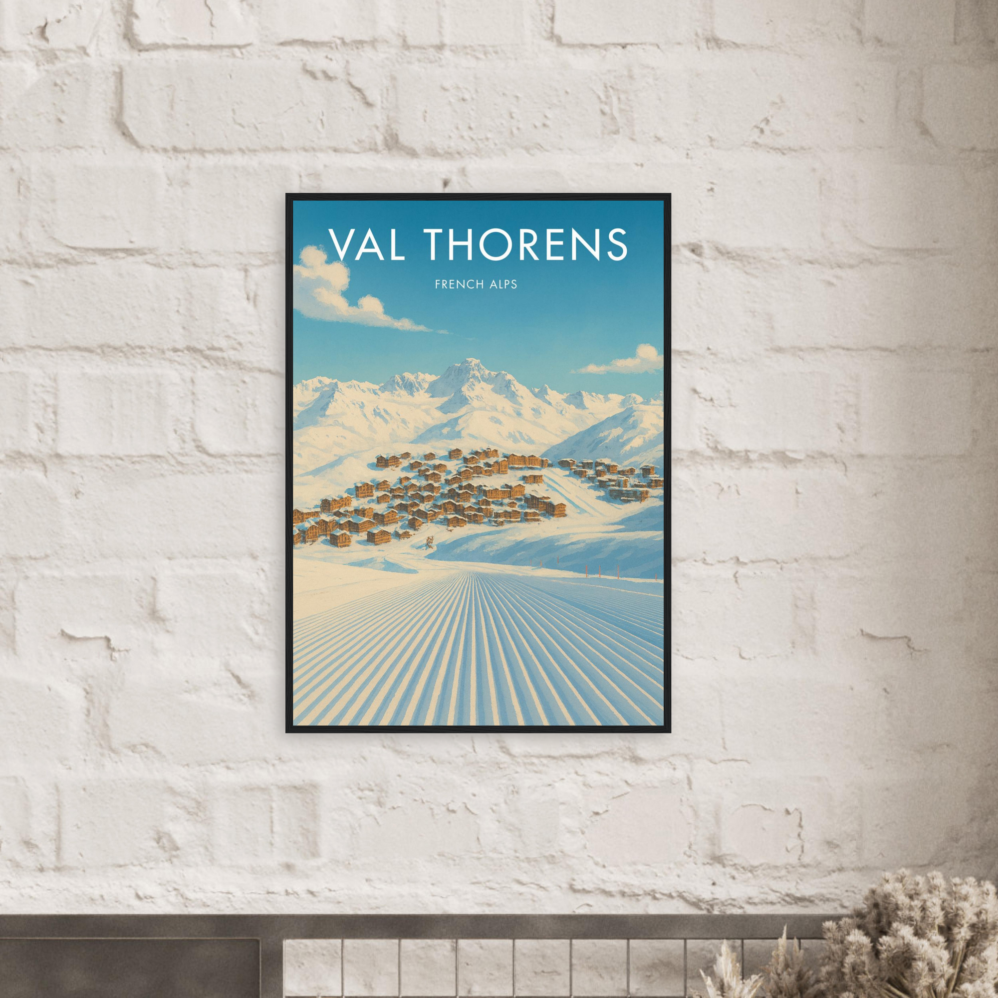 Val Thorens Wooden Frame Vintage Poster