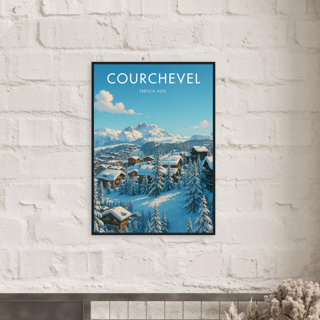 Courchevel Wooden Frame Vintage Poster