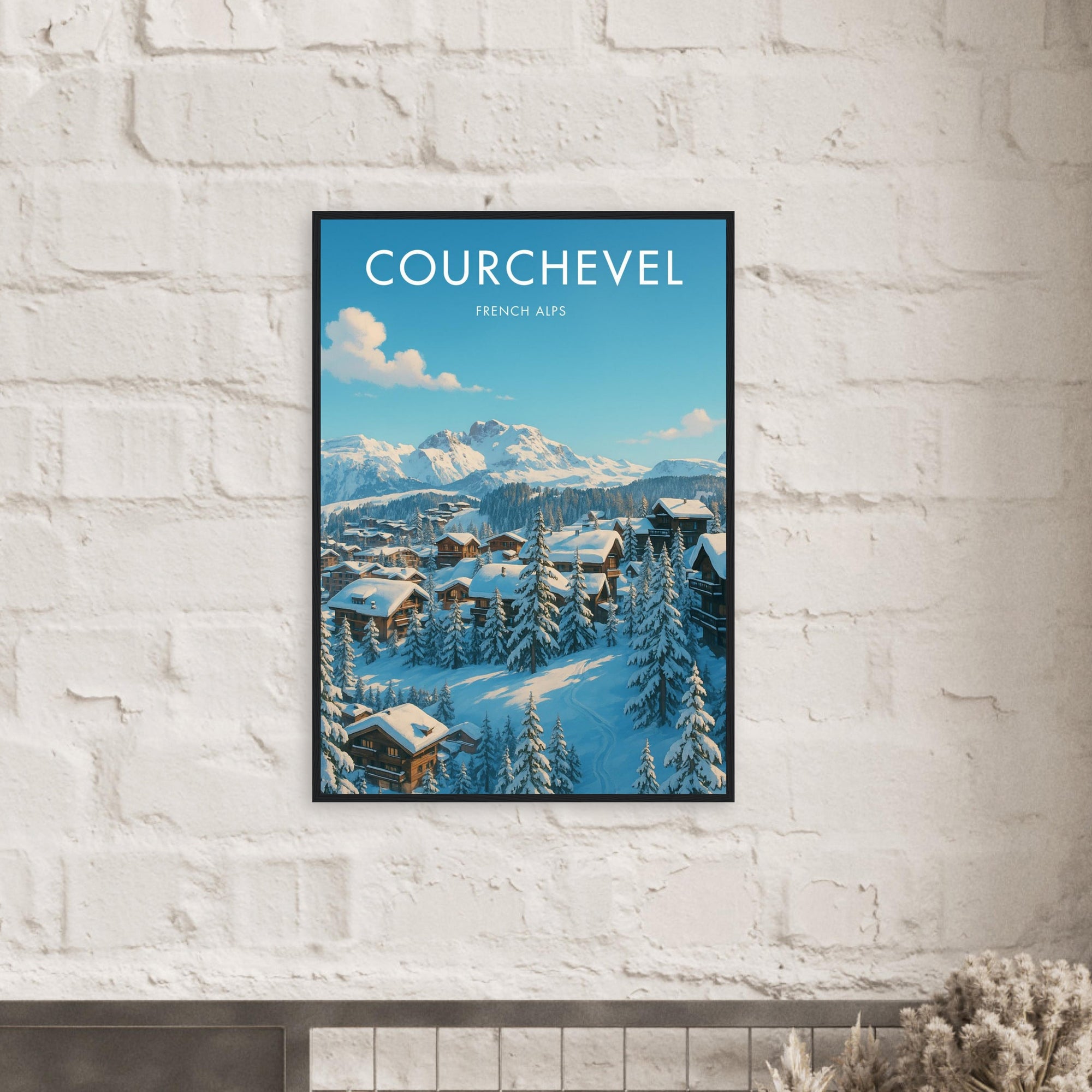 Courchevel Wooden Frame Vintage Poster