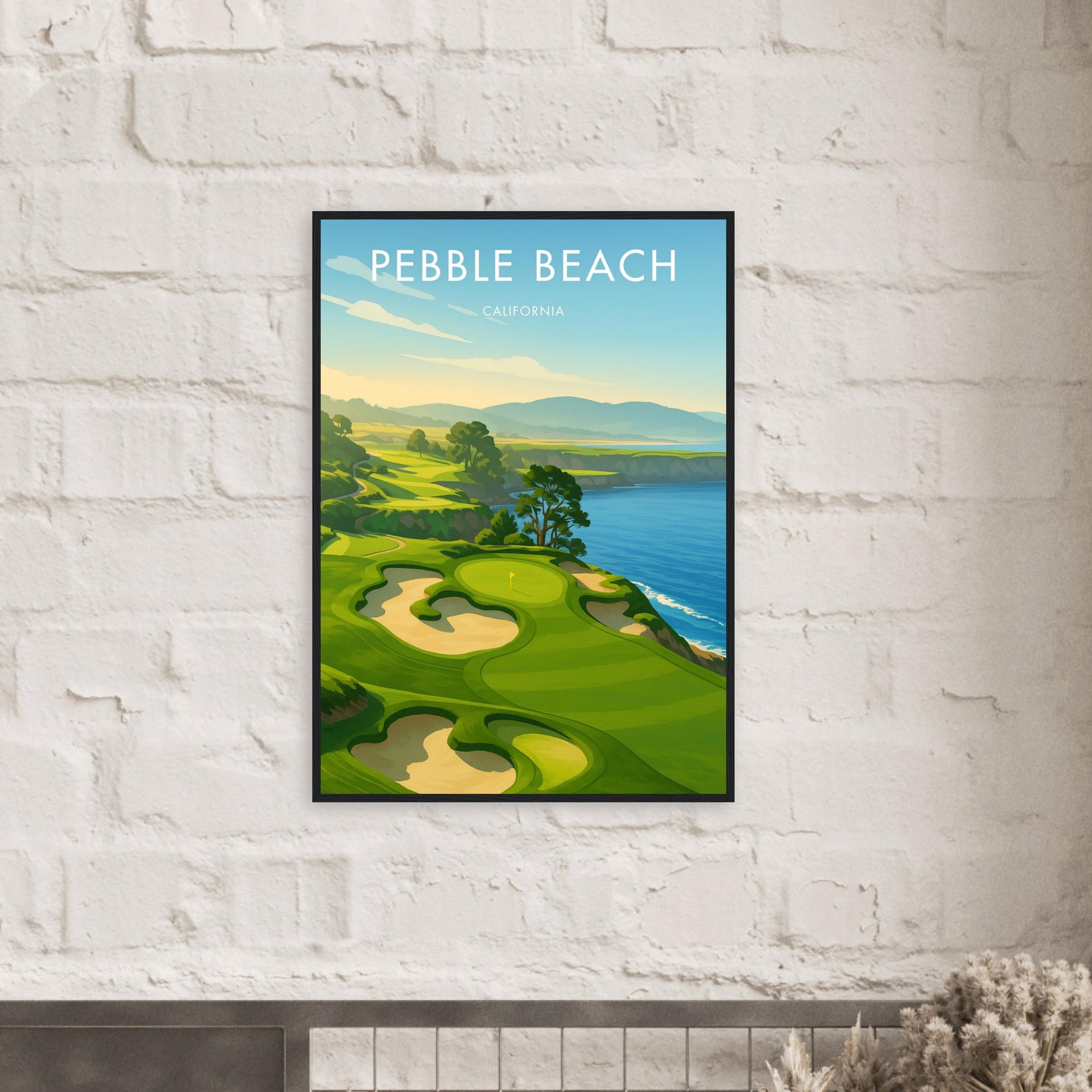 Pebble Beach Golf Course Wooden Frame Poster