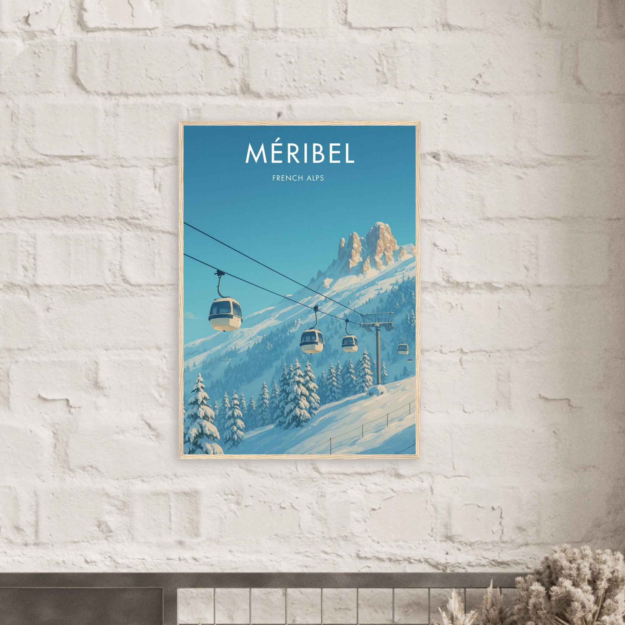 Mèribel Wooden Frame Vintage Poster