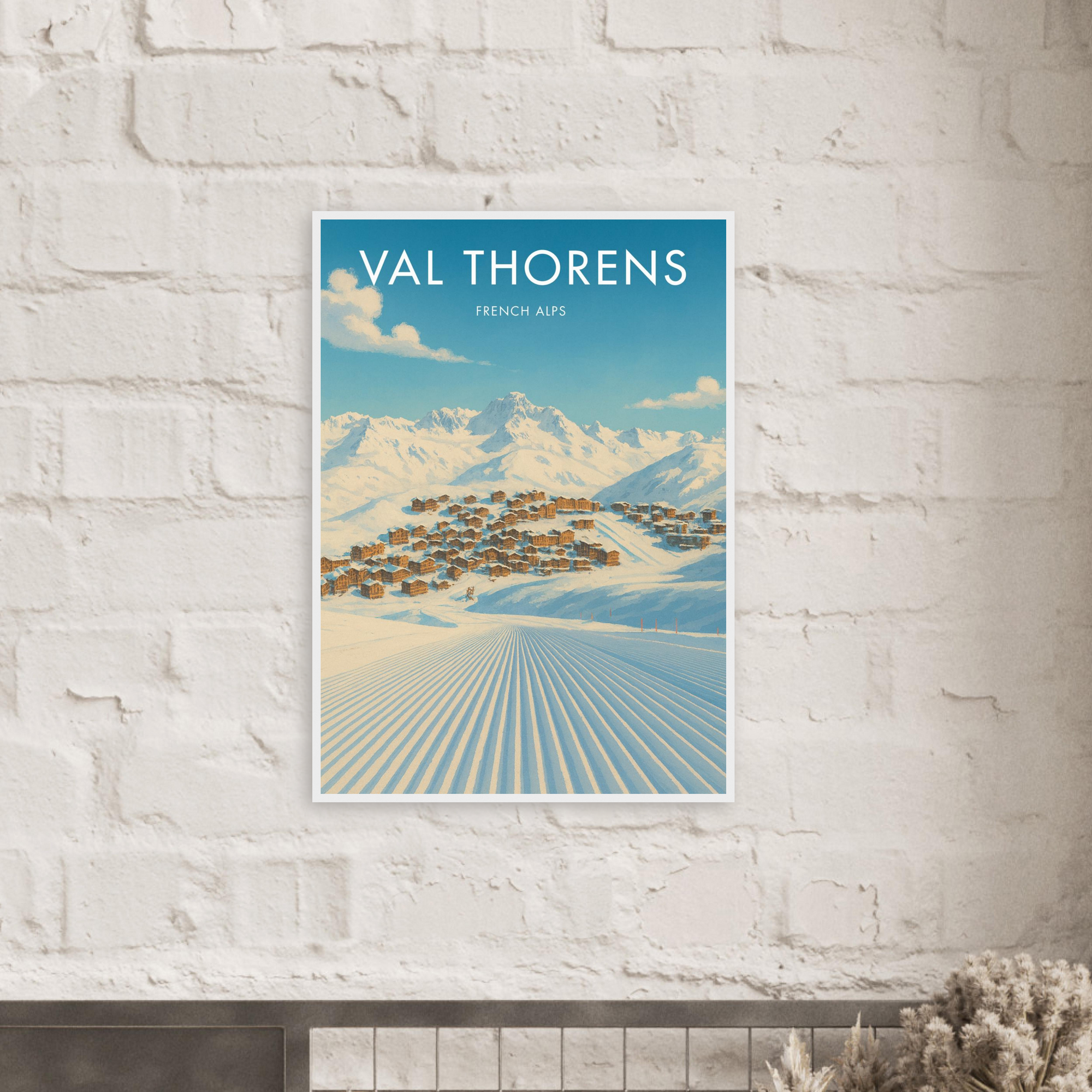 Val Thorens Wooden Frame Vintage Poster
