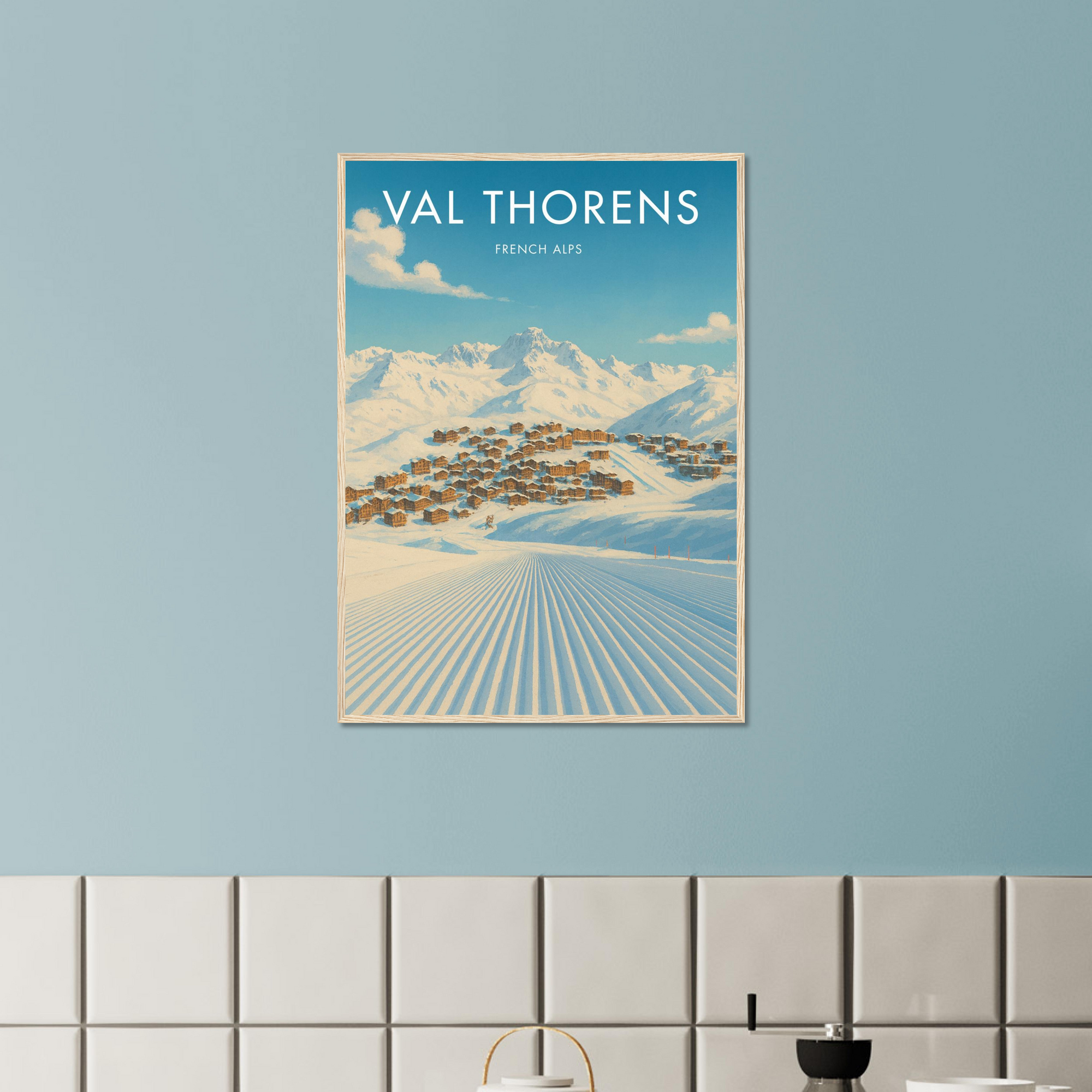 Val Thorens Wooden Frame Vintage Poster