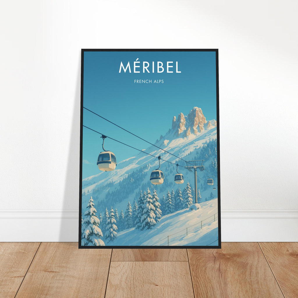 Mèribel Wooden Frame Vintage Poster