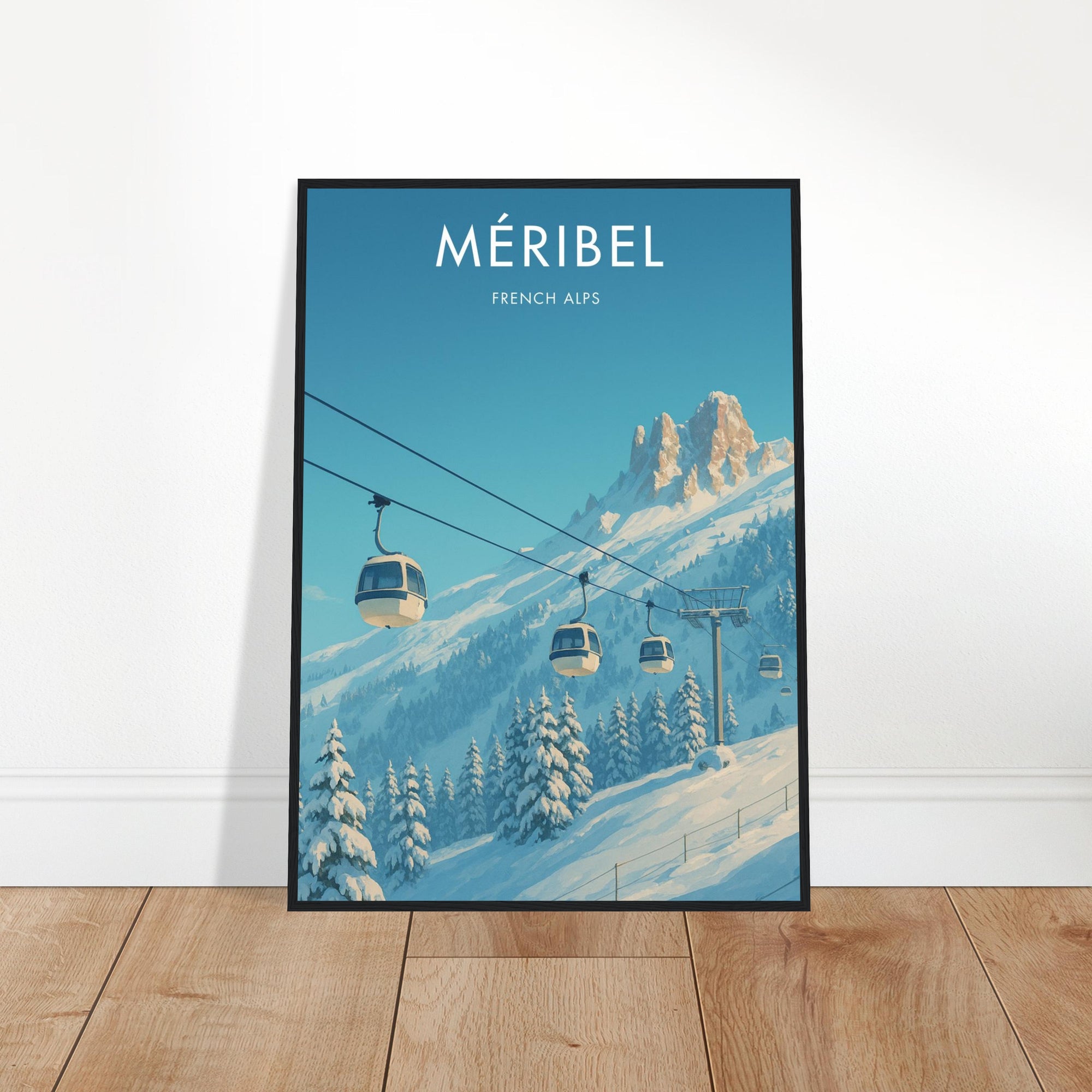 Mèribel Wooden Frame Vintage Poster