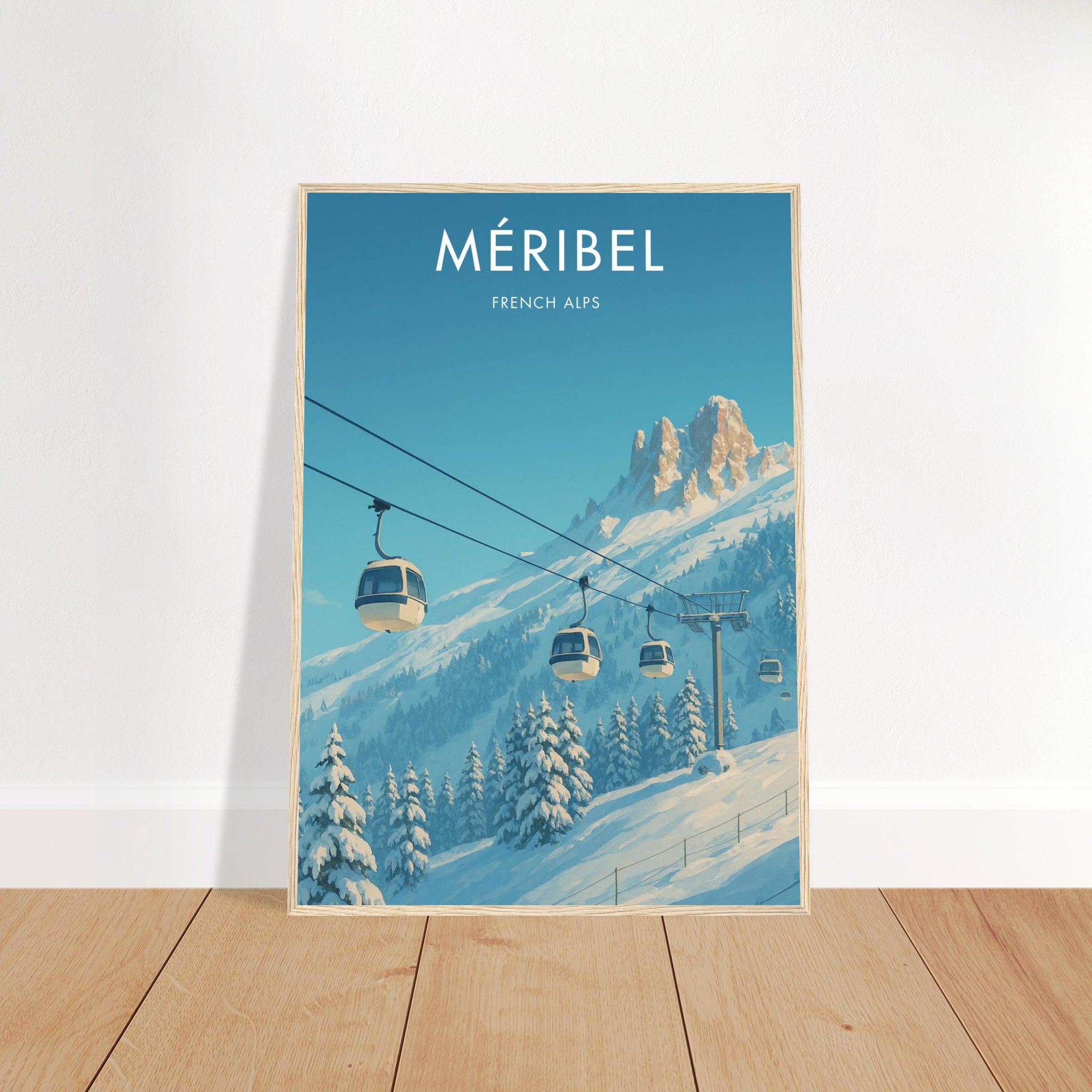 Mèribel Wooden Frame Vintage Poster