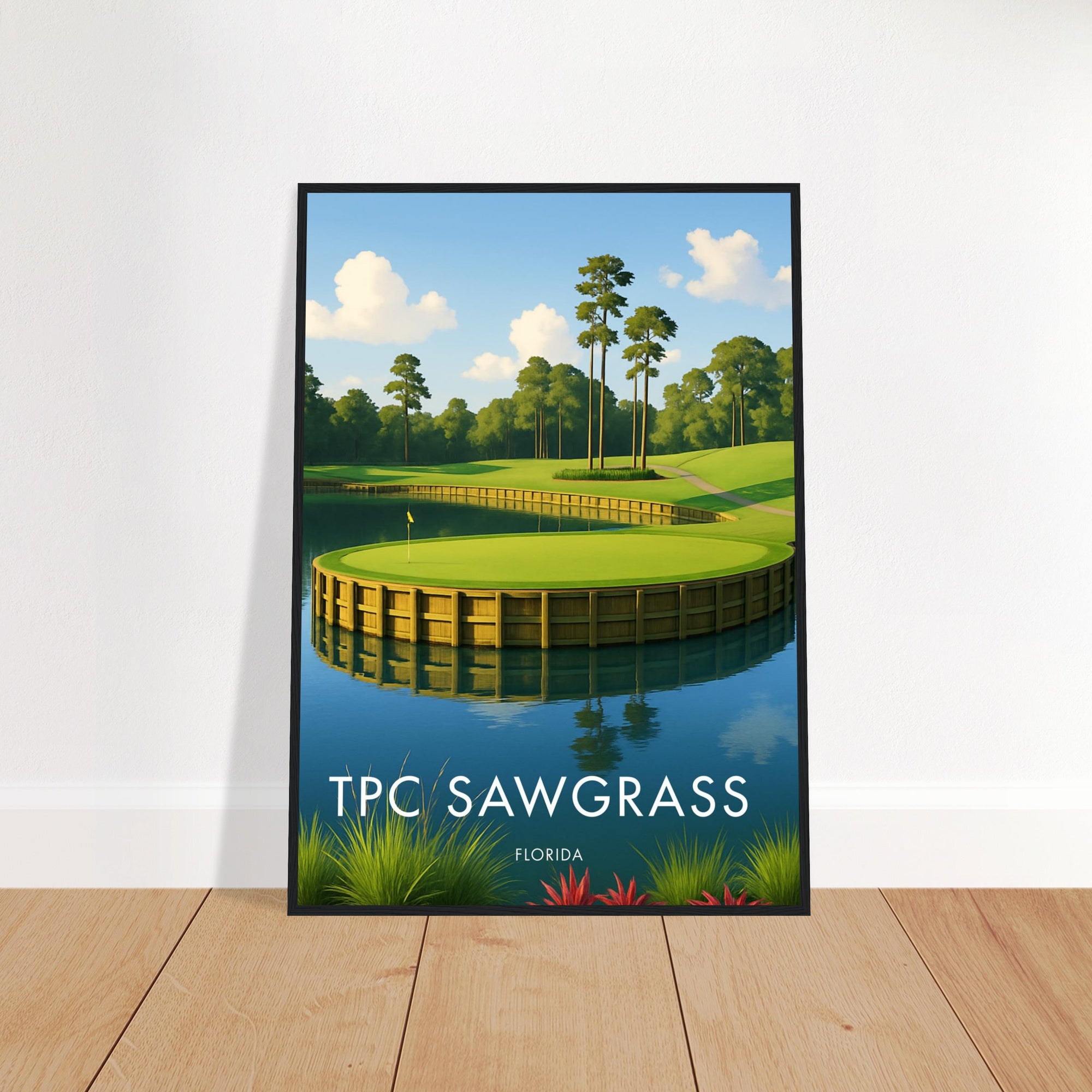TPC Sawgrass Golf Course Wooden Frame Poster