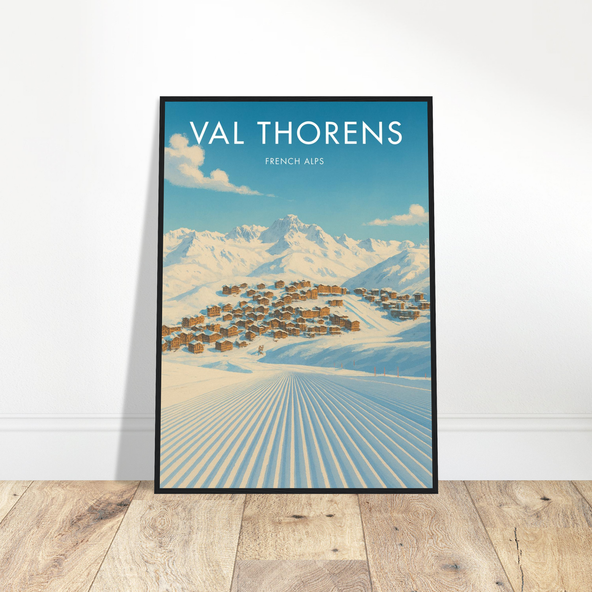 Val Thorens Wooden Frame Vintage Poster