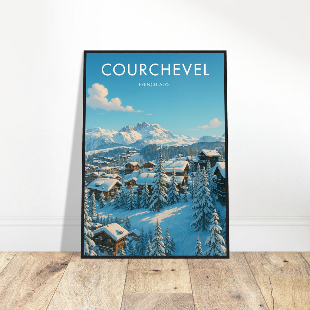 Courchevel Wooden Frame Vintage Poster