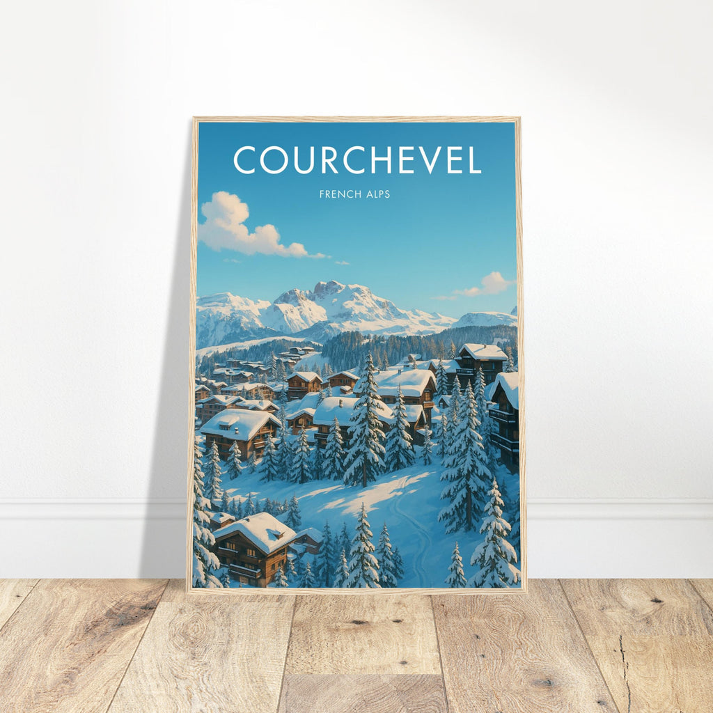 Courchevel Wooden Frame Vintage Poster