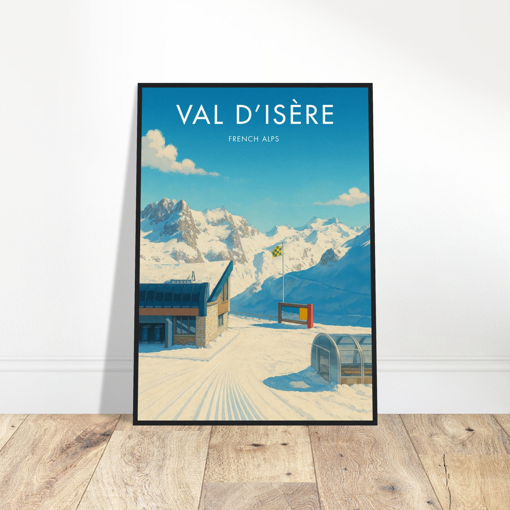 Val d'Isère Wooden Frame Vintage Poster