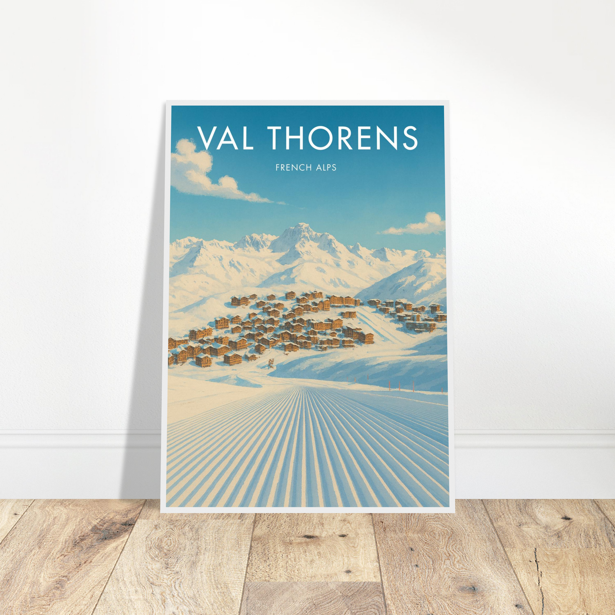 Val Thorens Wooden Frame Vintage Poster