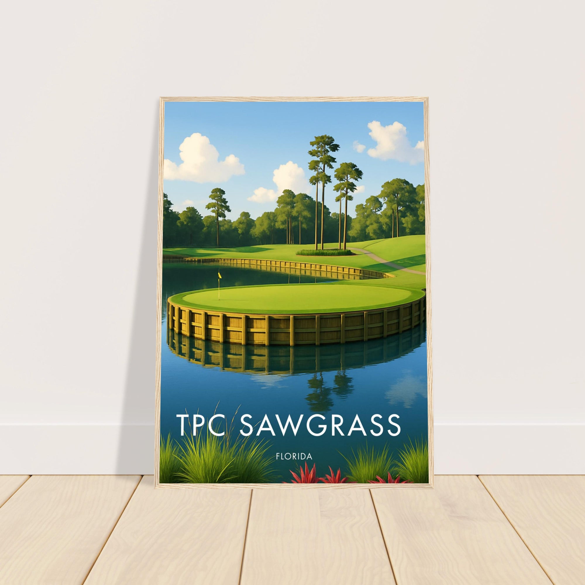 TPC Sawgrass Golf Course Wooden Frame Poster