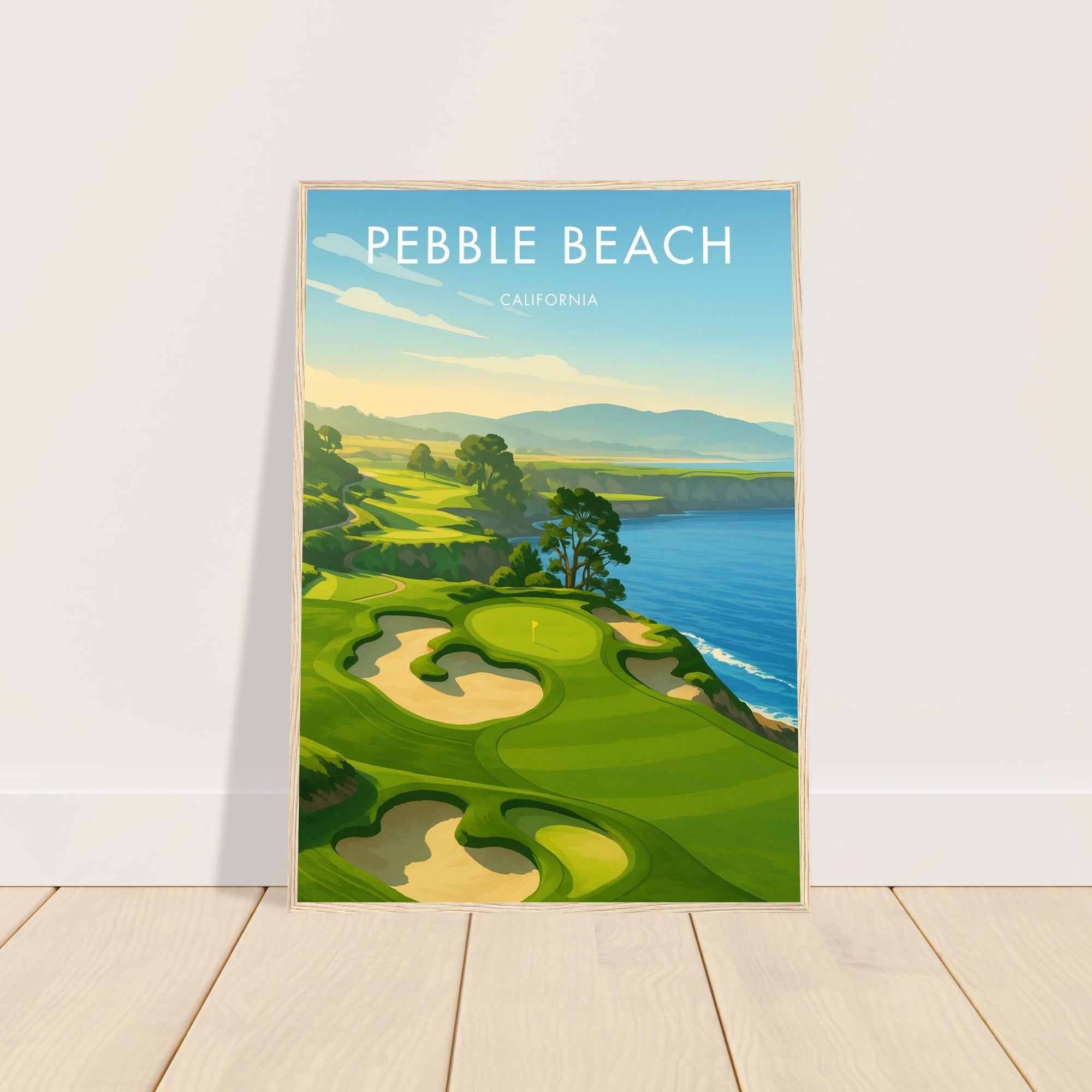 Pebble Beach Golf Course Wooden Frame Poster