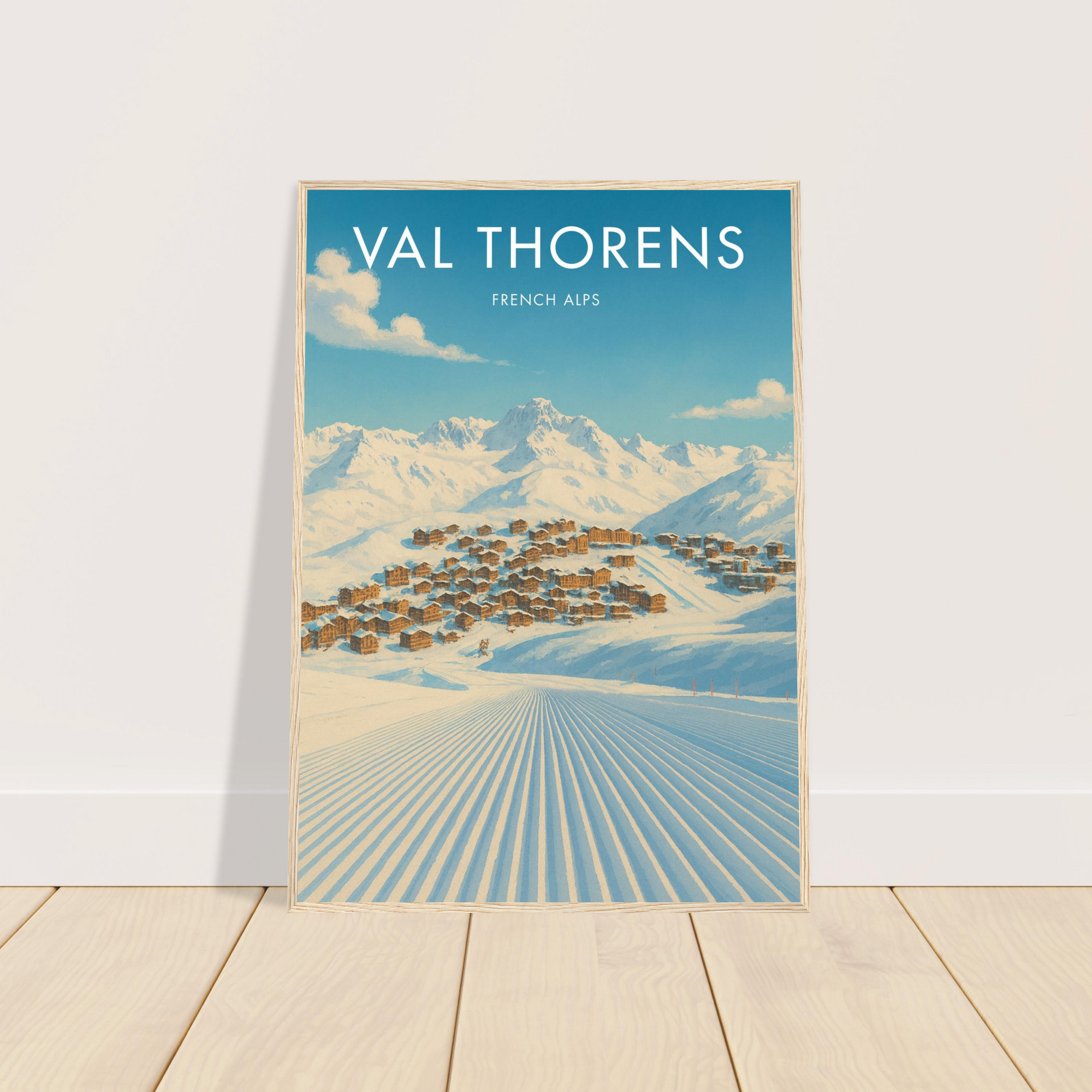 Val Thorens Wooden Frame Vintage Poster