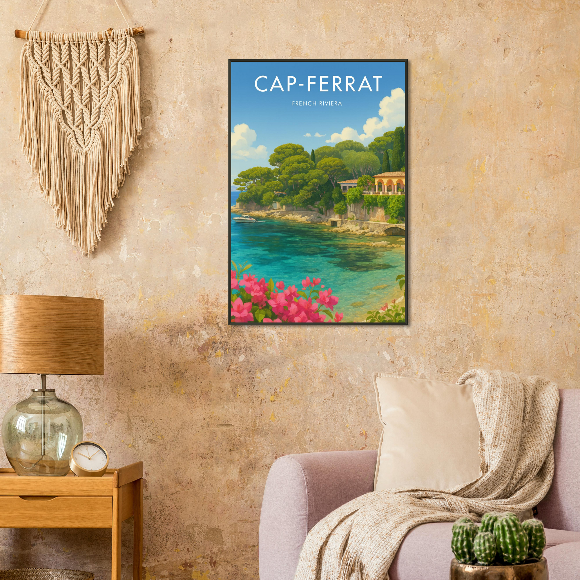 Cap Ferrat Metal Frame Vintage Poster