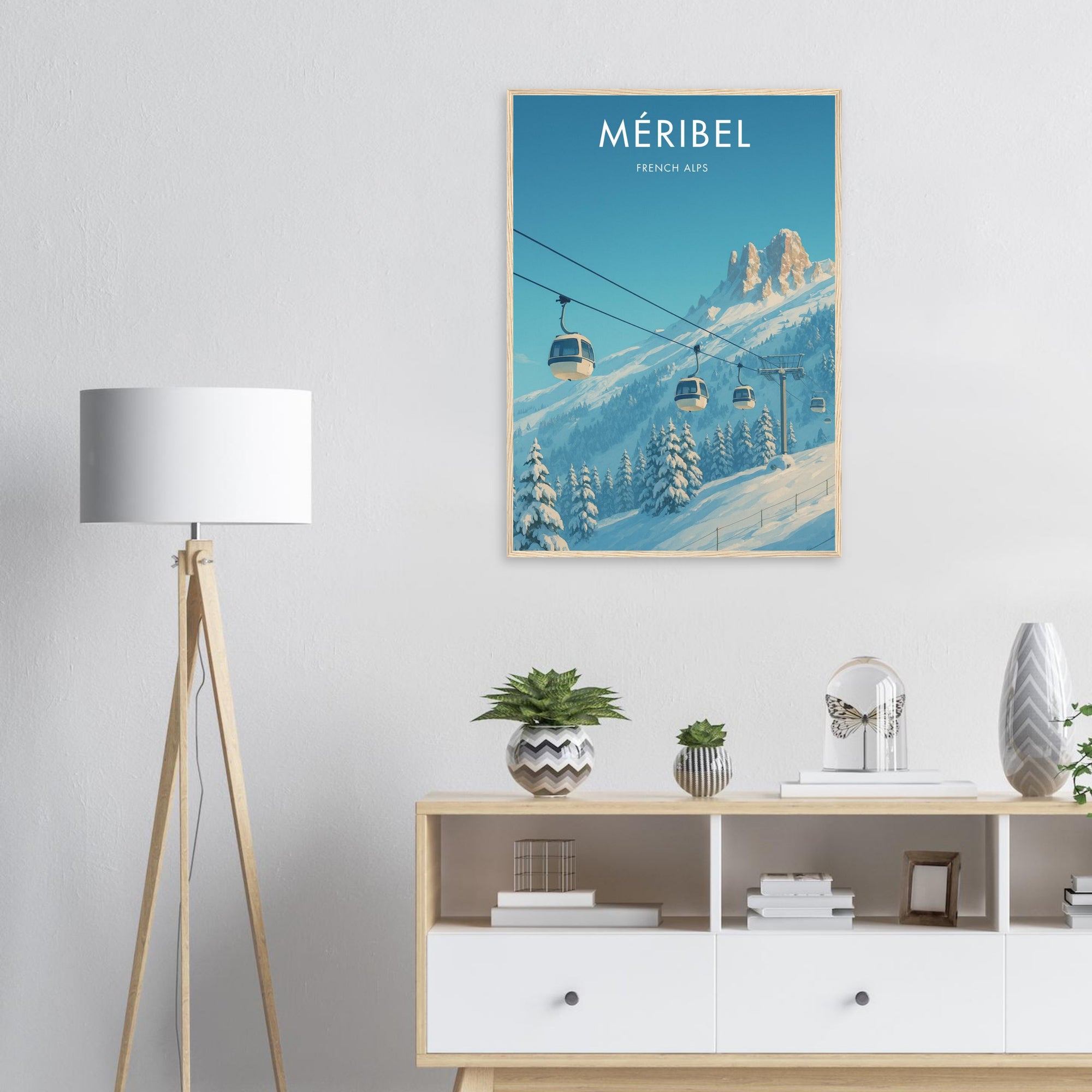 Mèribel Wooden Frame Vintage Poster