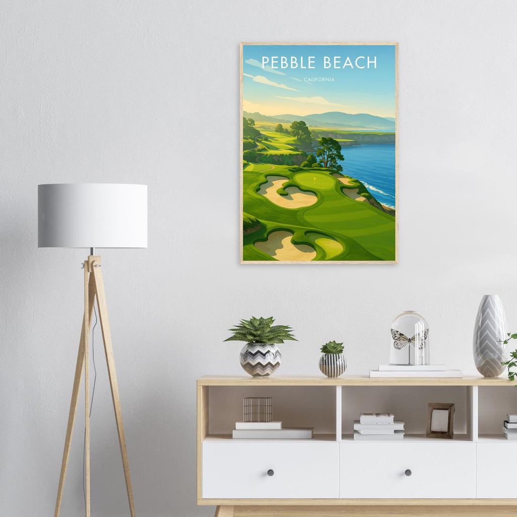 Pebble Beach Golf Course Wooden Frame Poster