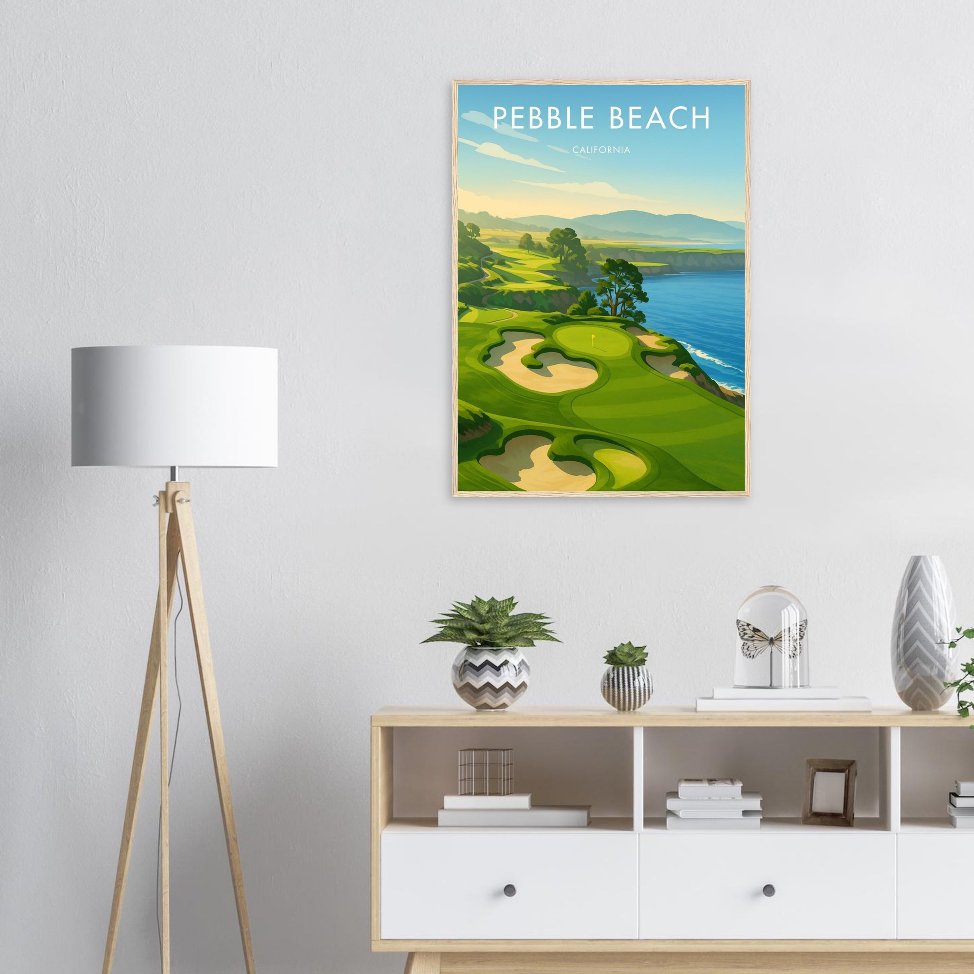 Pebble Beach Golf Course Wooden Frame Poster