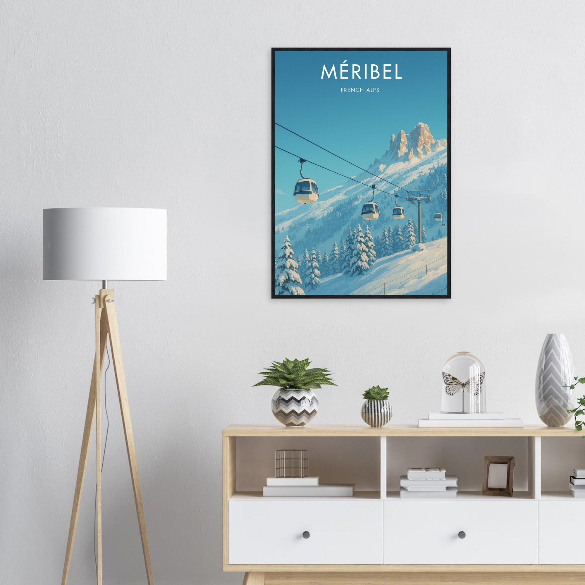 Mèribel Wooden Frame Vintage Poster