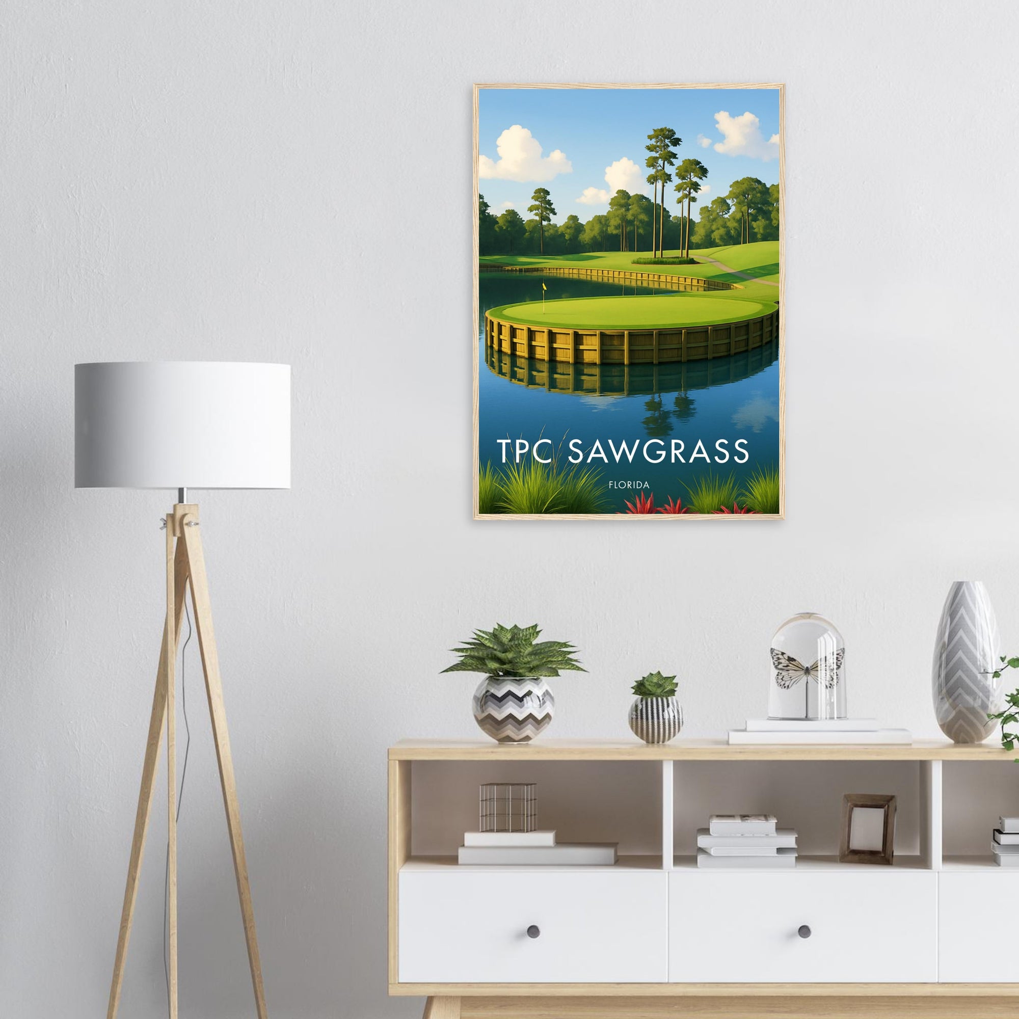 TPC Sawgrass Golf Course Wooden Frame Poster