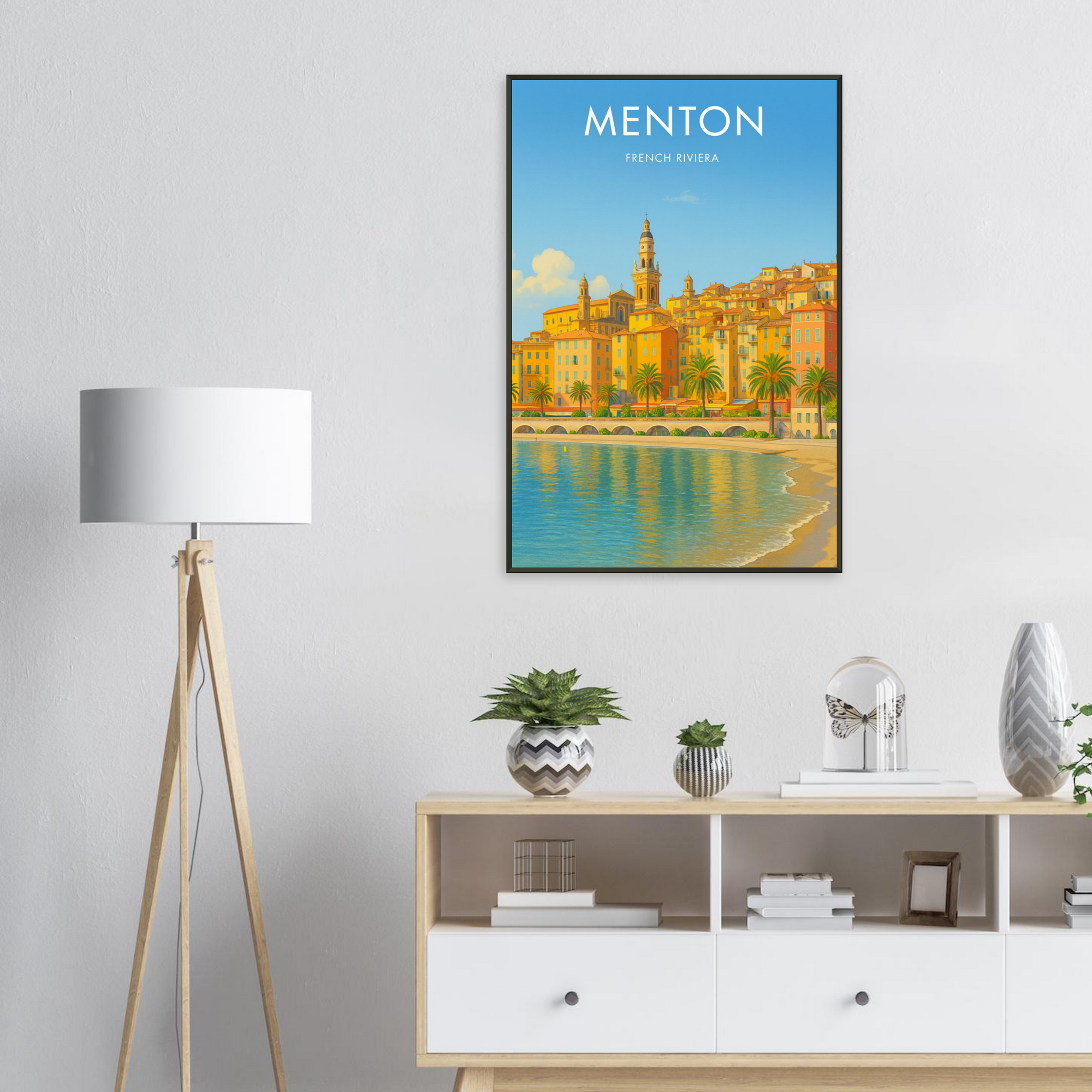 Menton Metal Frame Vintage Poster