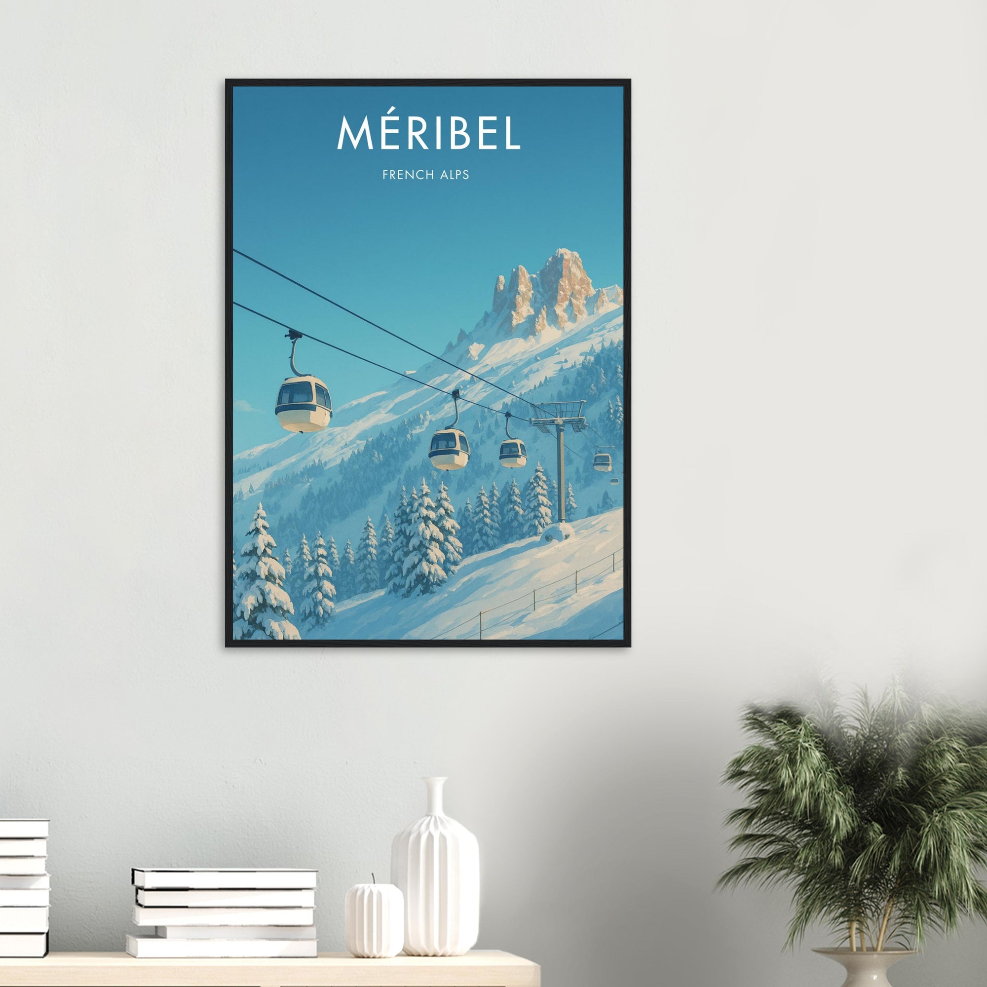 Mèribel Wooden Frame Vintage Poster