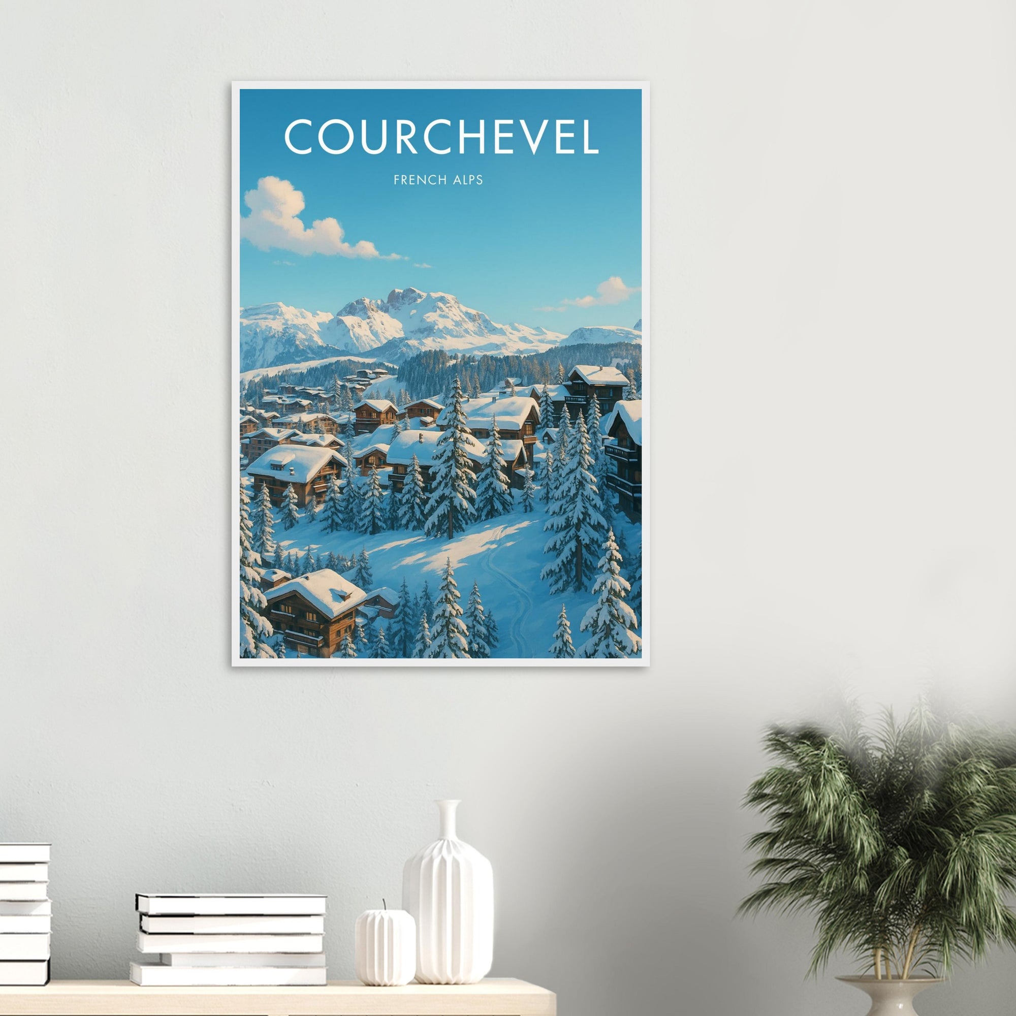 Courchevel Wooden Frame Vintage Poster