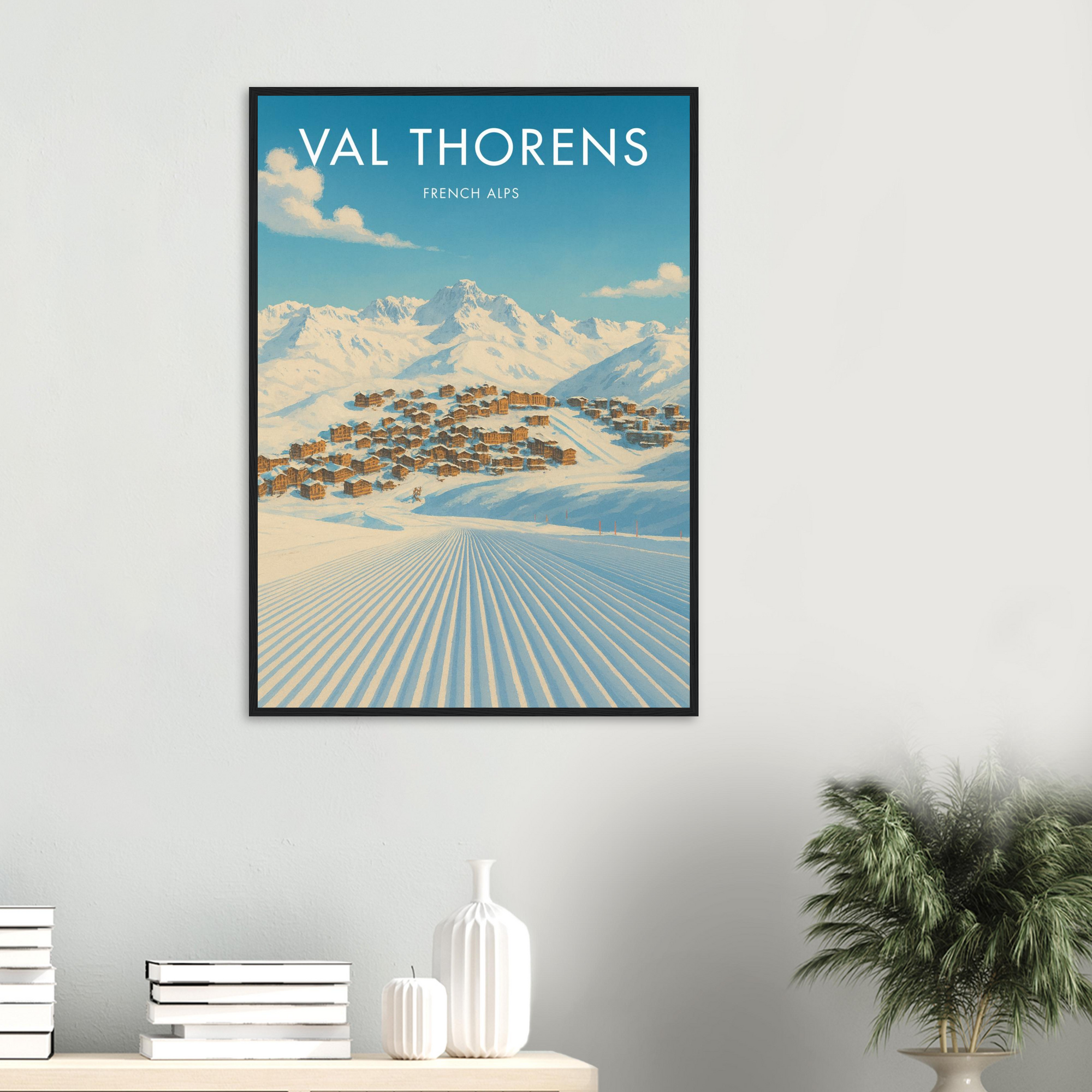 Val Thorens Wooden Frame Vintage Poster