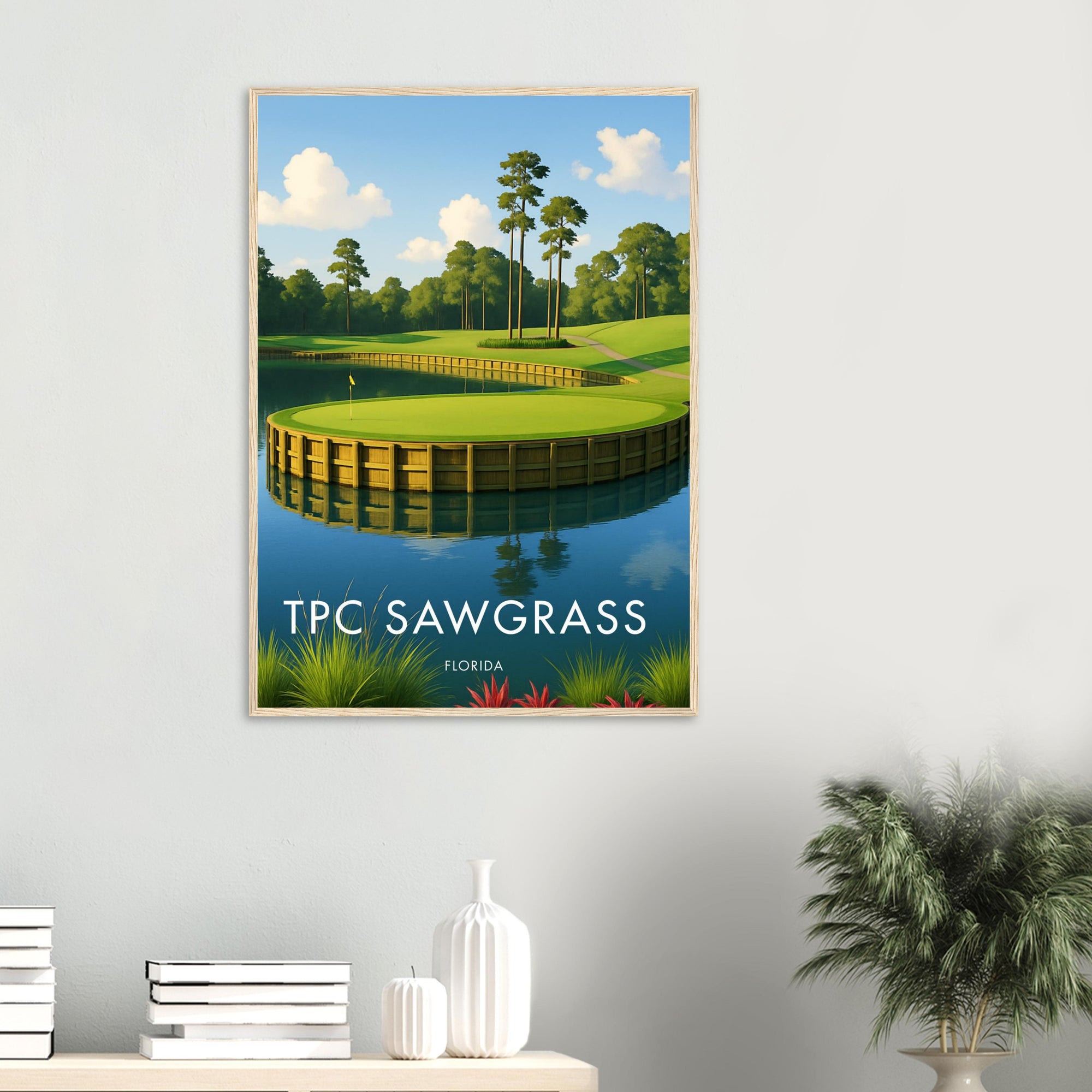 TPC Sawgrass Golf Course Wooden Frame Poster