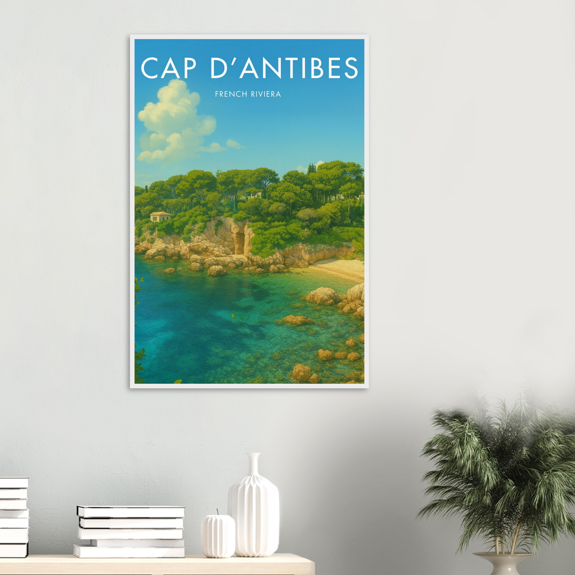 Cap D'Antibes Wooden Frame Vintage Poster