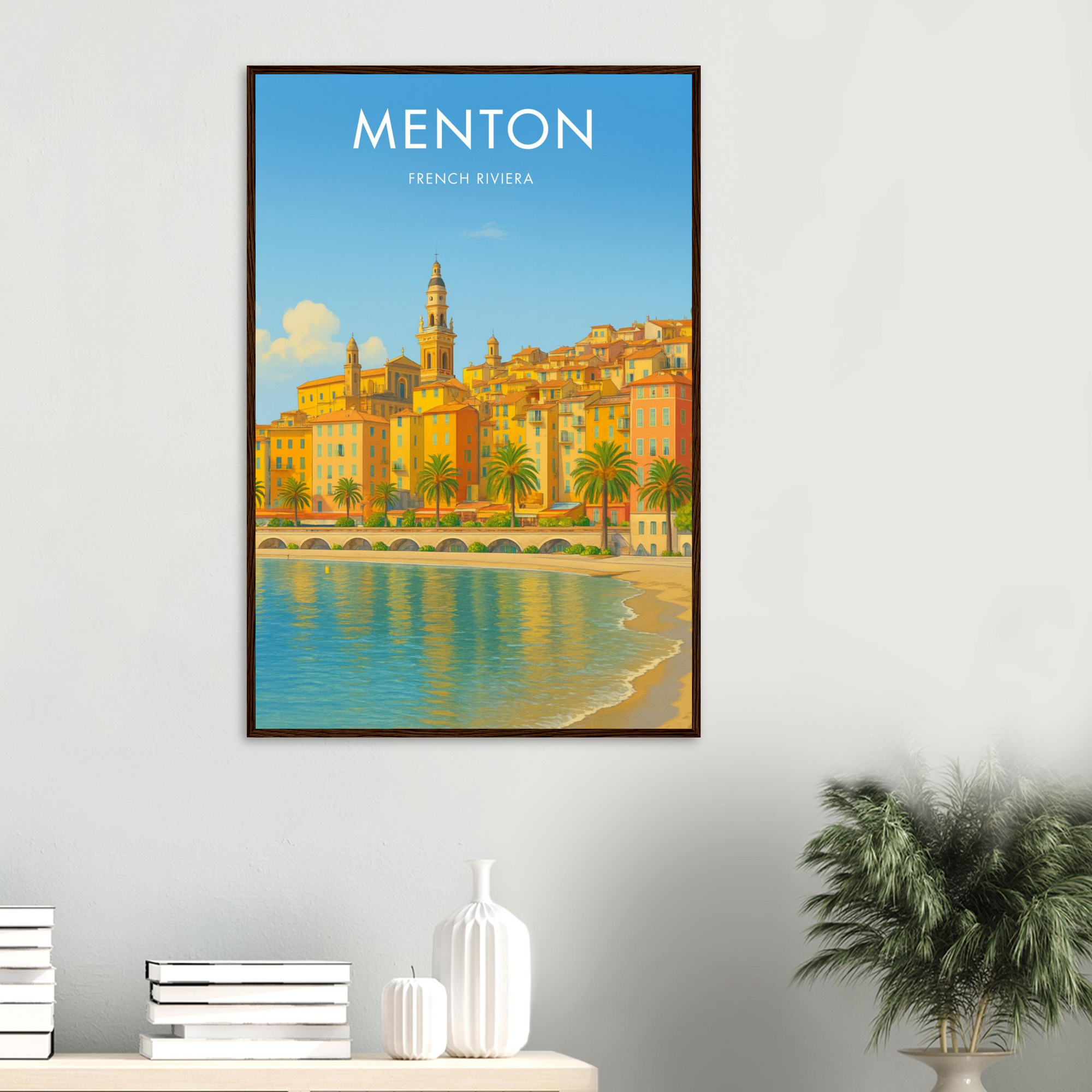 Menton Wooden Frame Vintage Poster