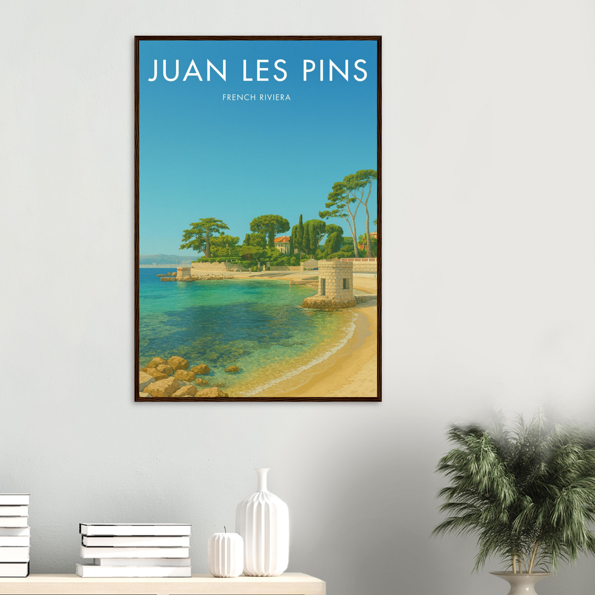 Juan Les Pins Wooden Frame Vintage Poster