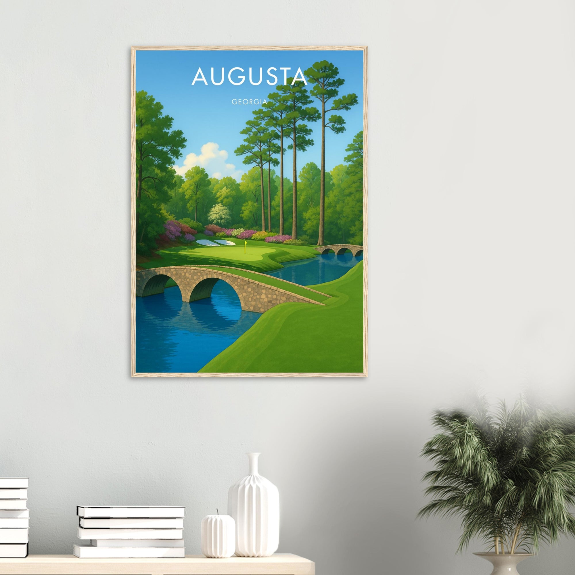 Augusta Golf Course Wooden Frame Poster