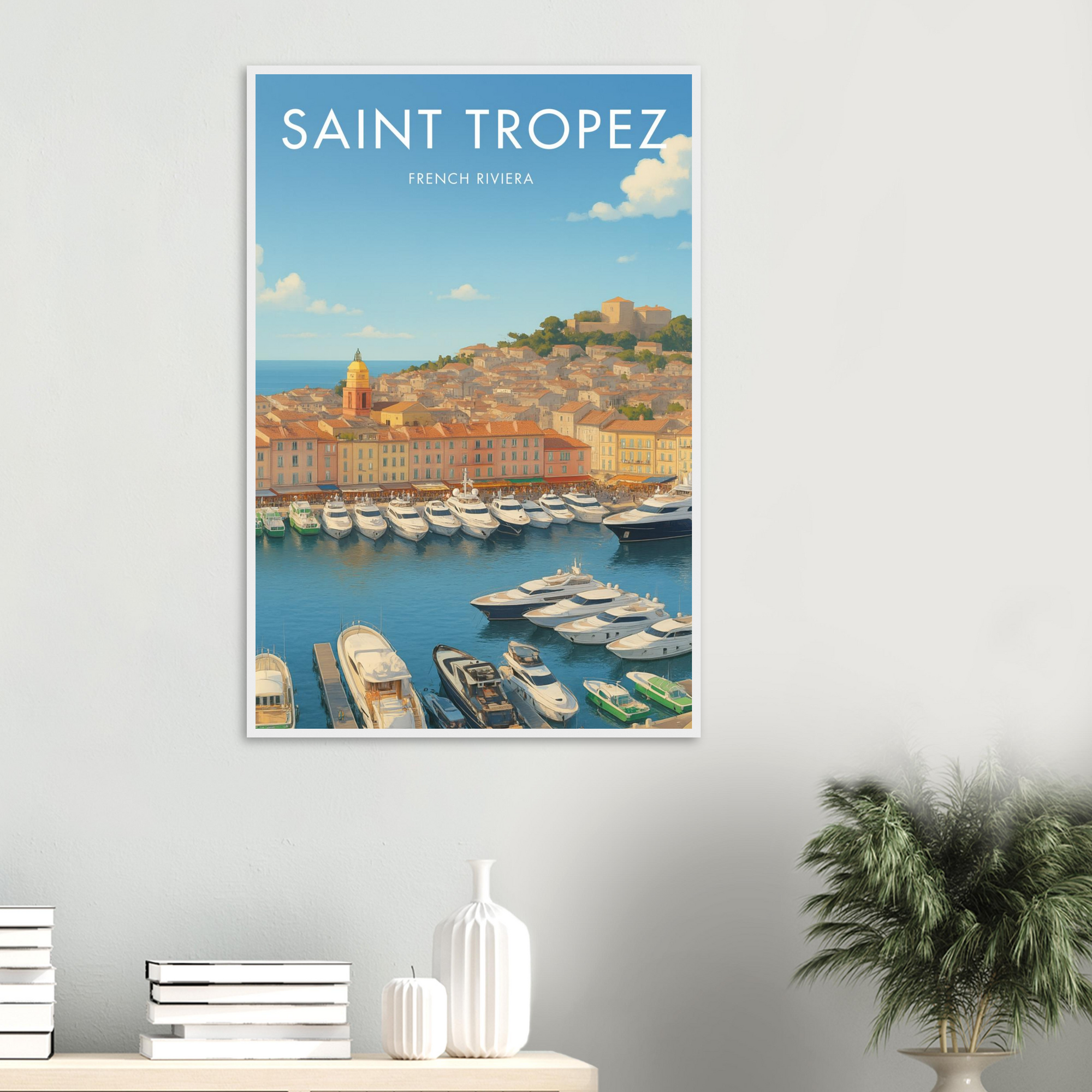 Saint Tropez Wooden Frame Vintage Poster