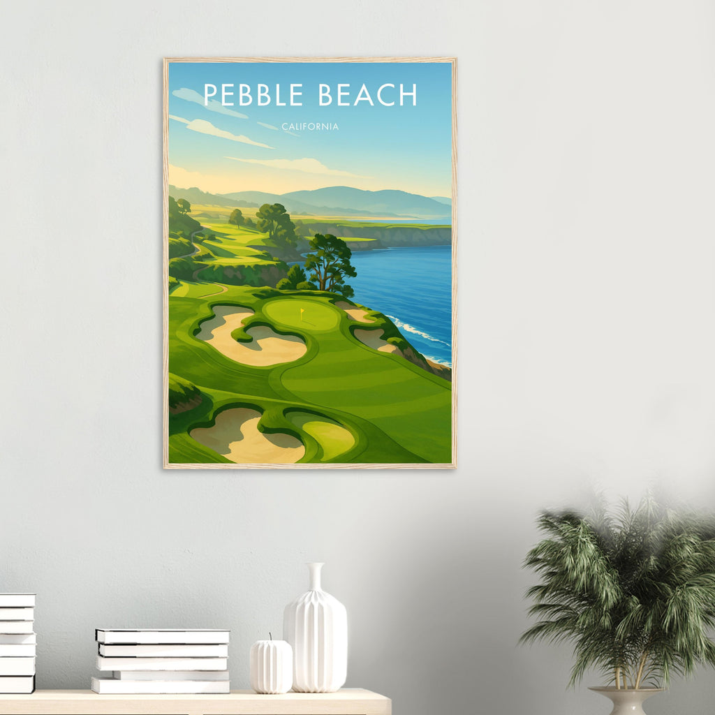 Pebble Beach Golf Course Wooden Frame Poster