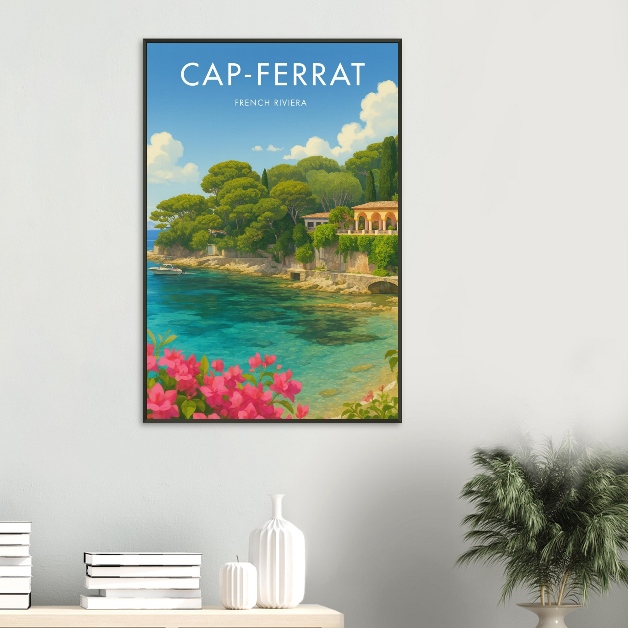 Cap Ferrat Metal Frame Vintage Poster