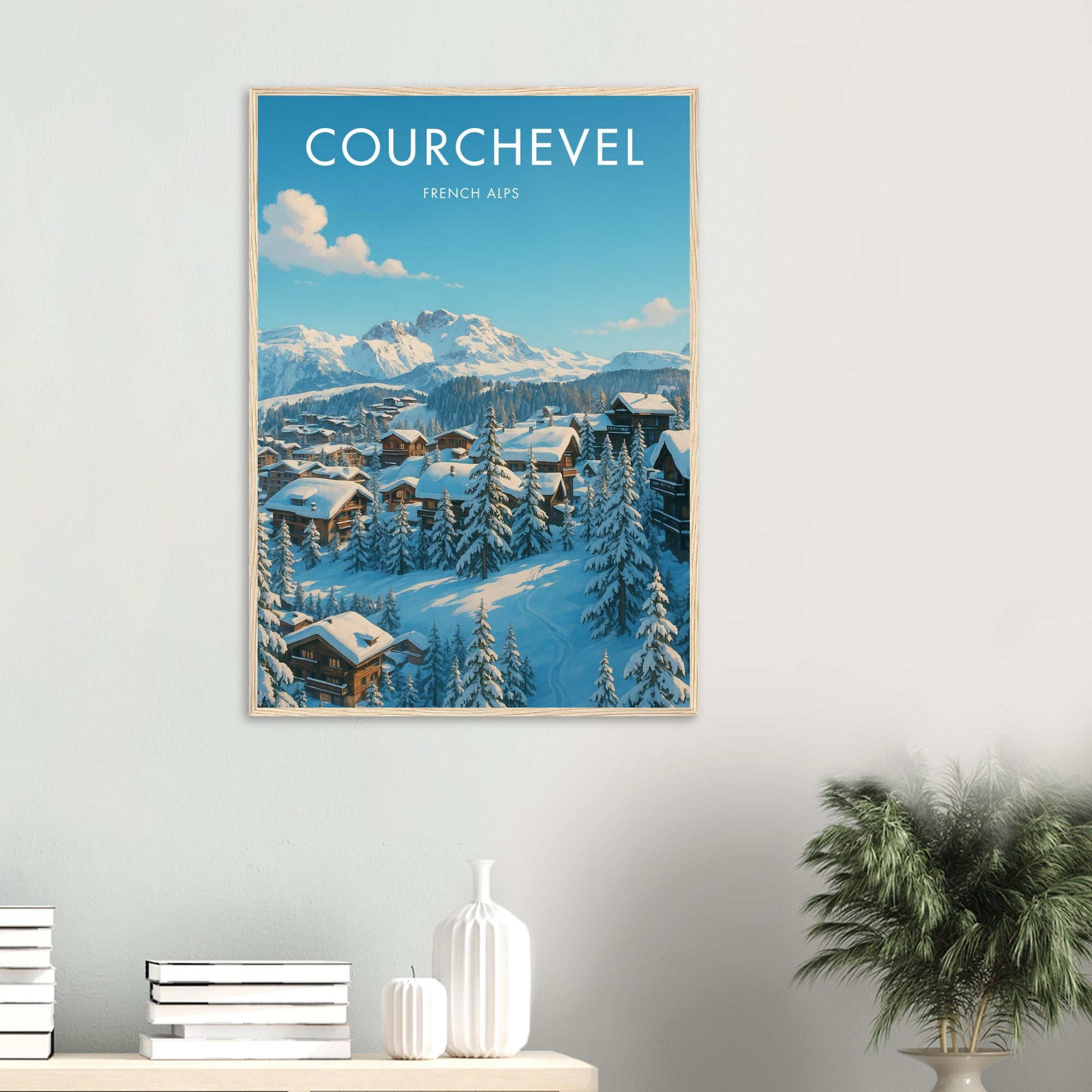 Courchevel Wooden Frame Vintage Poster