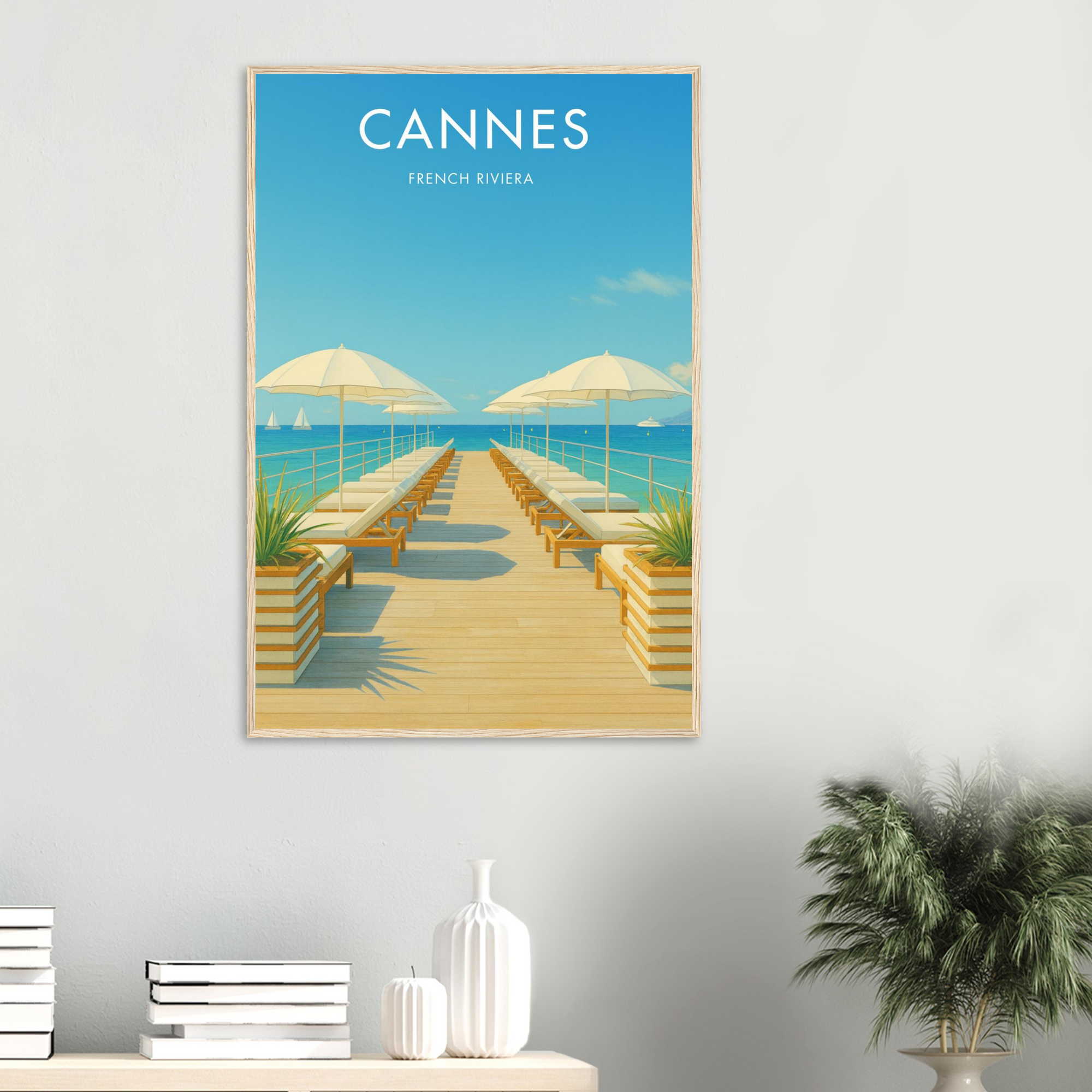 Cannes Wooden Frame Vintage Poster