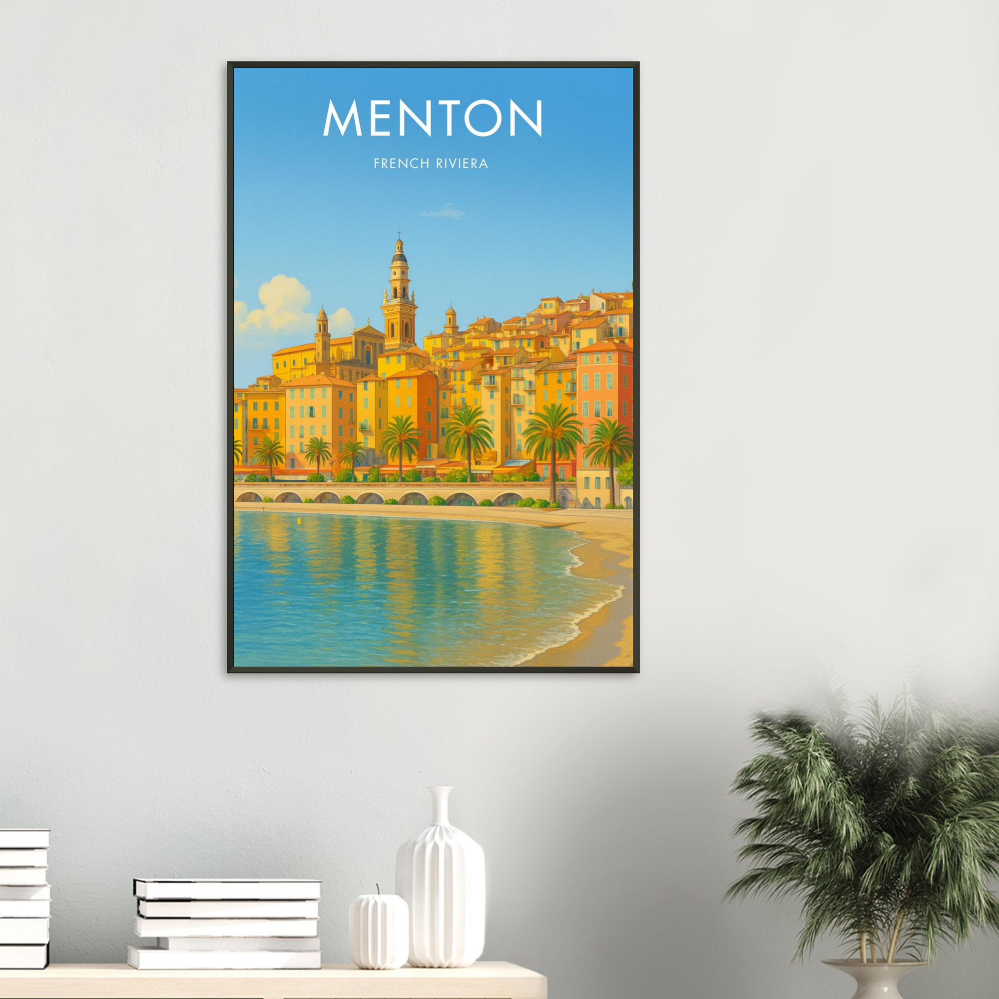 Menton Metal Frame Vintage Poster