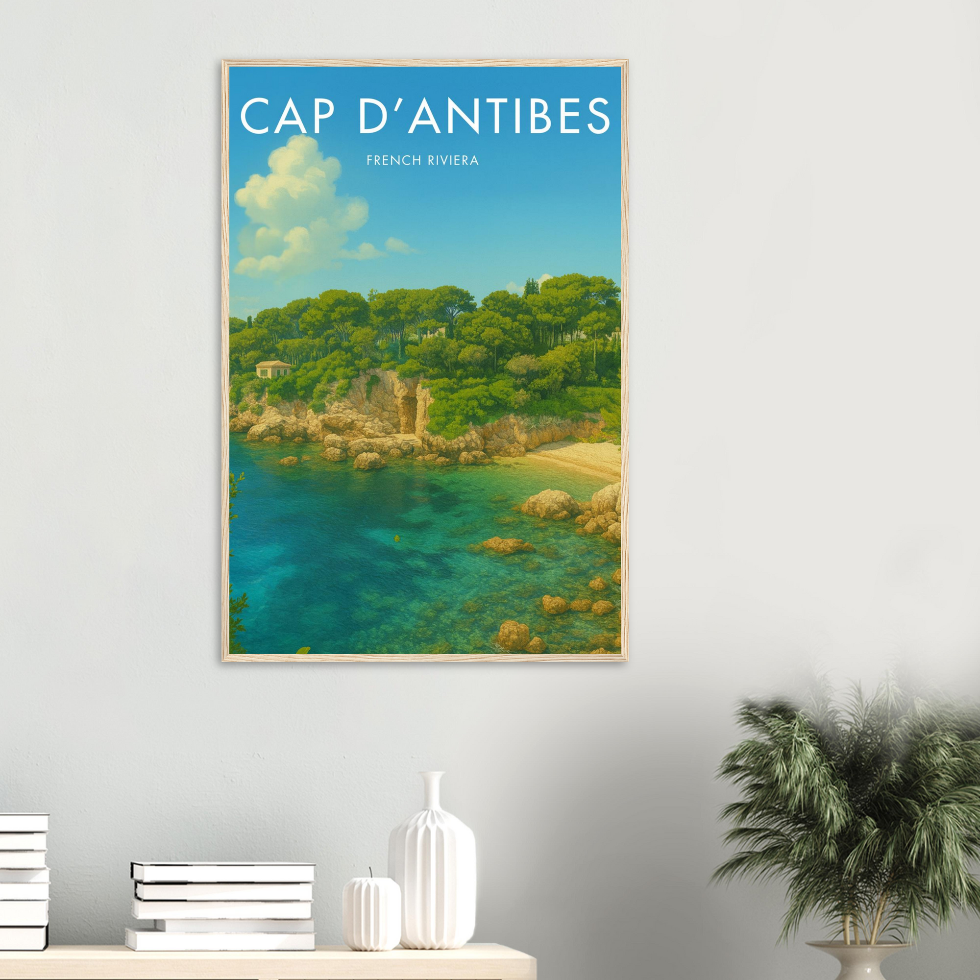 Cap D'Antibes Wooden Frame Vintage Poster