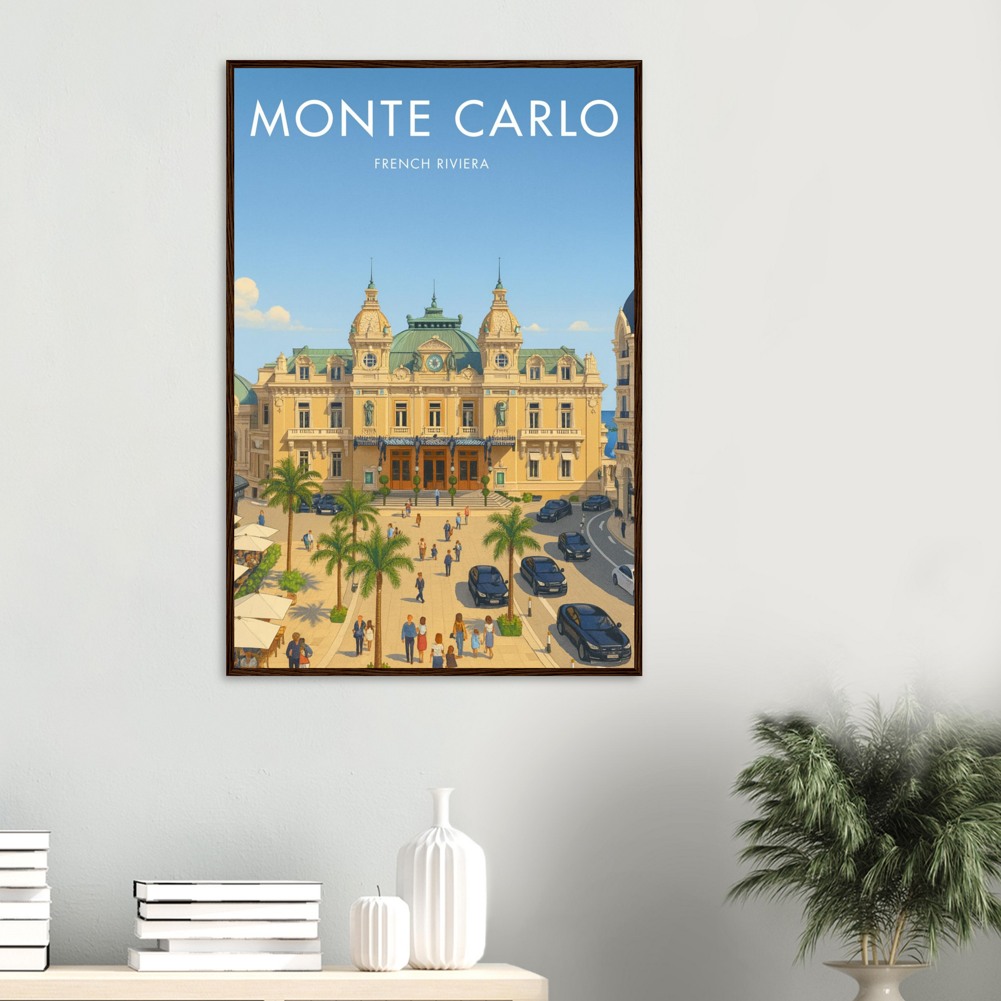 Monte Carlo Wooden Frame Vintage Poster