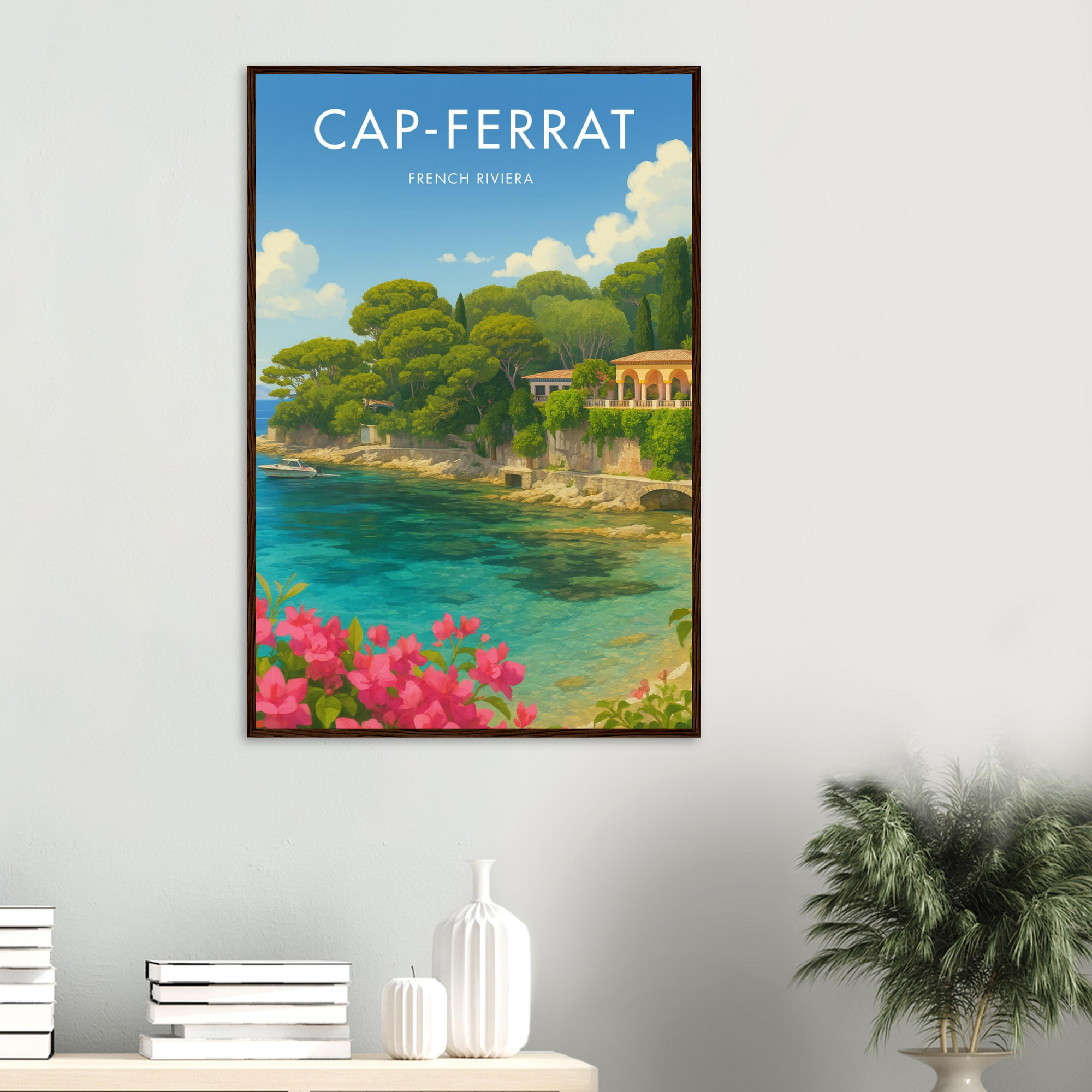 Cap Ferrat Wooden Frame Vintage Poster
