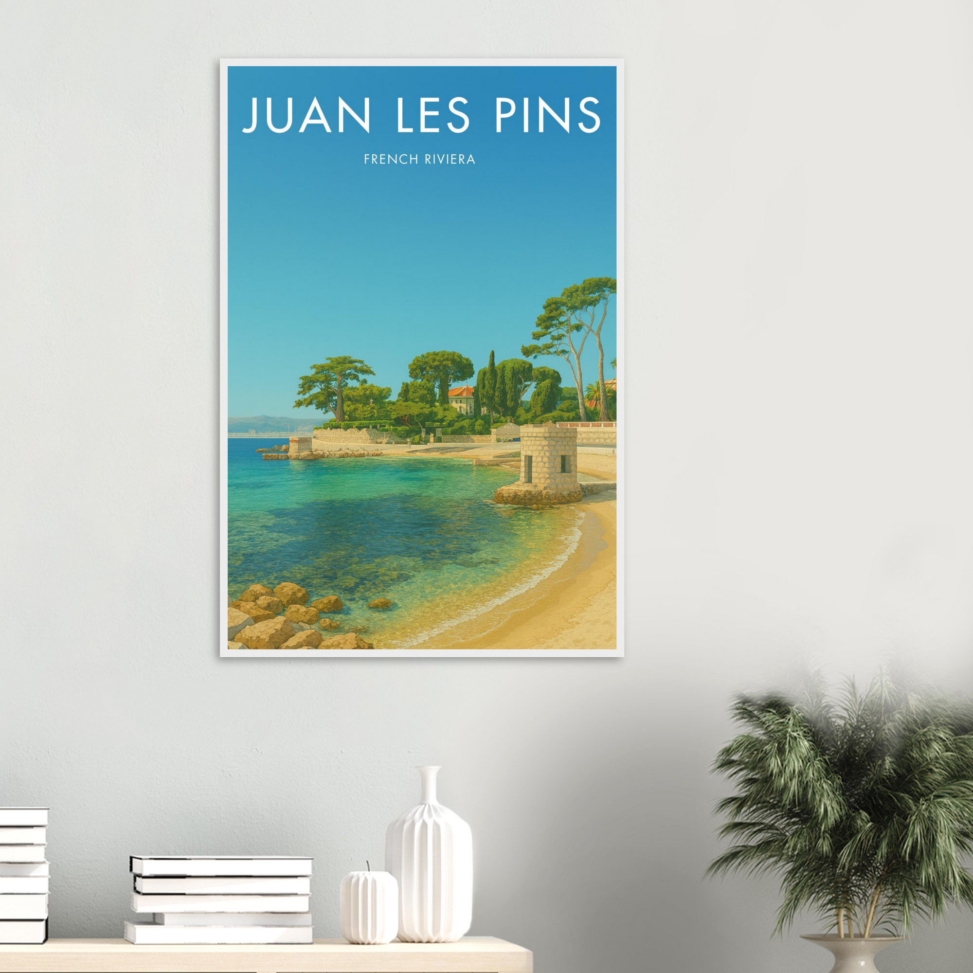 Juan Les Pins Wooden Frame Vintage Poster