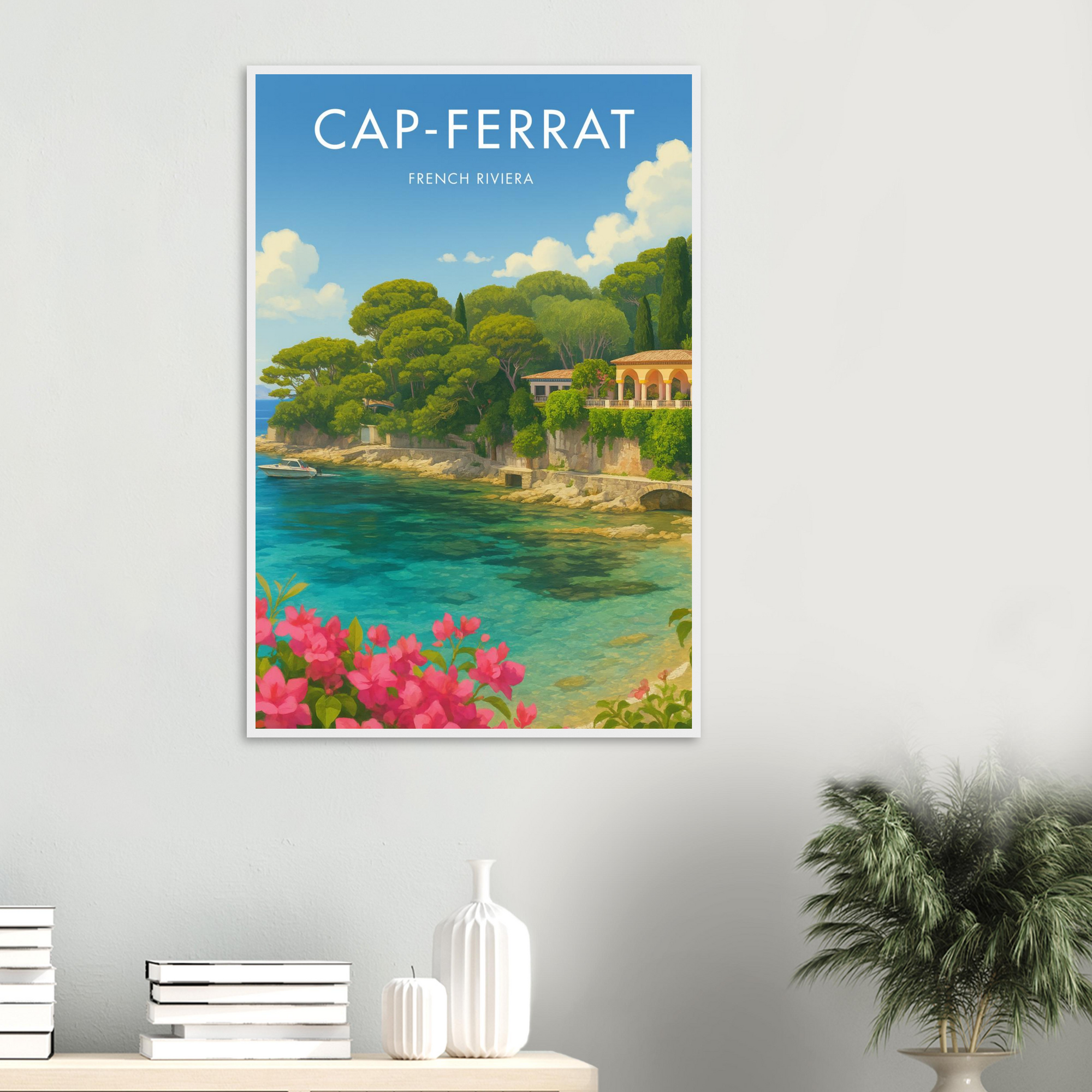 Cap Ferrat Wooden Frame Vintage Poster