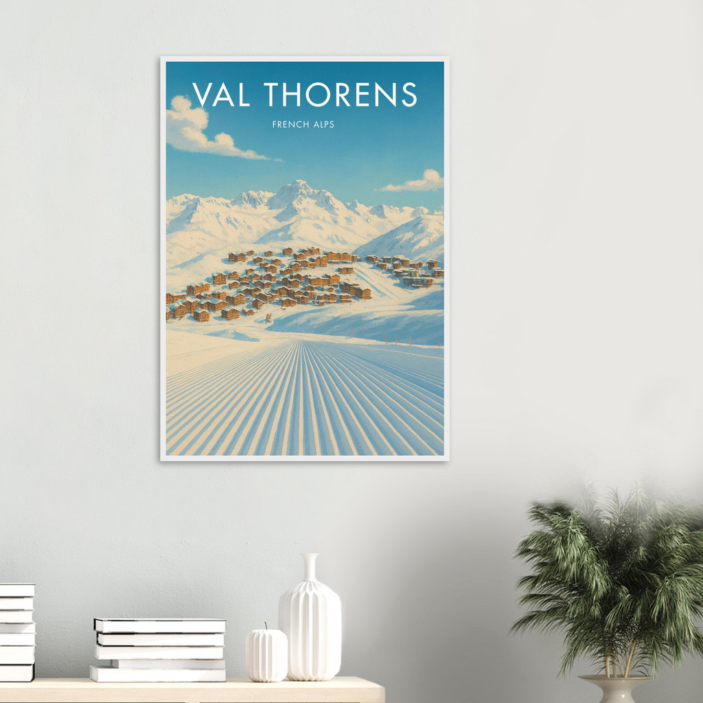 Val Thorens Wooden Frame Vintage Poster