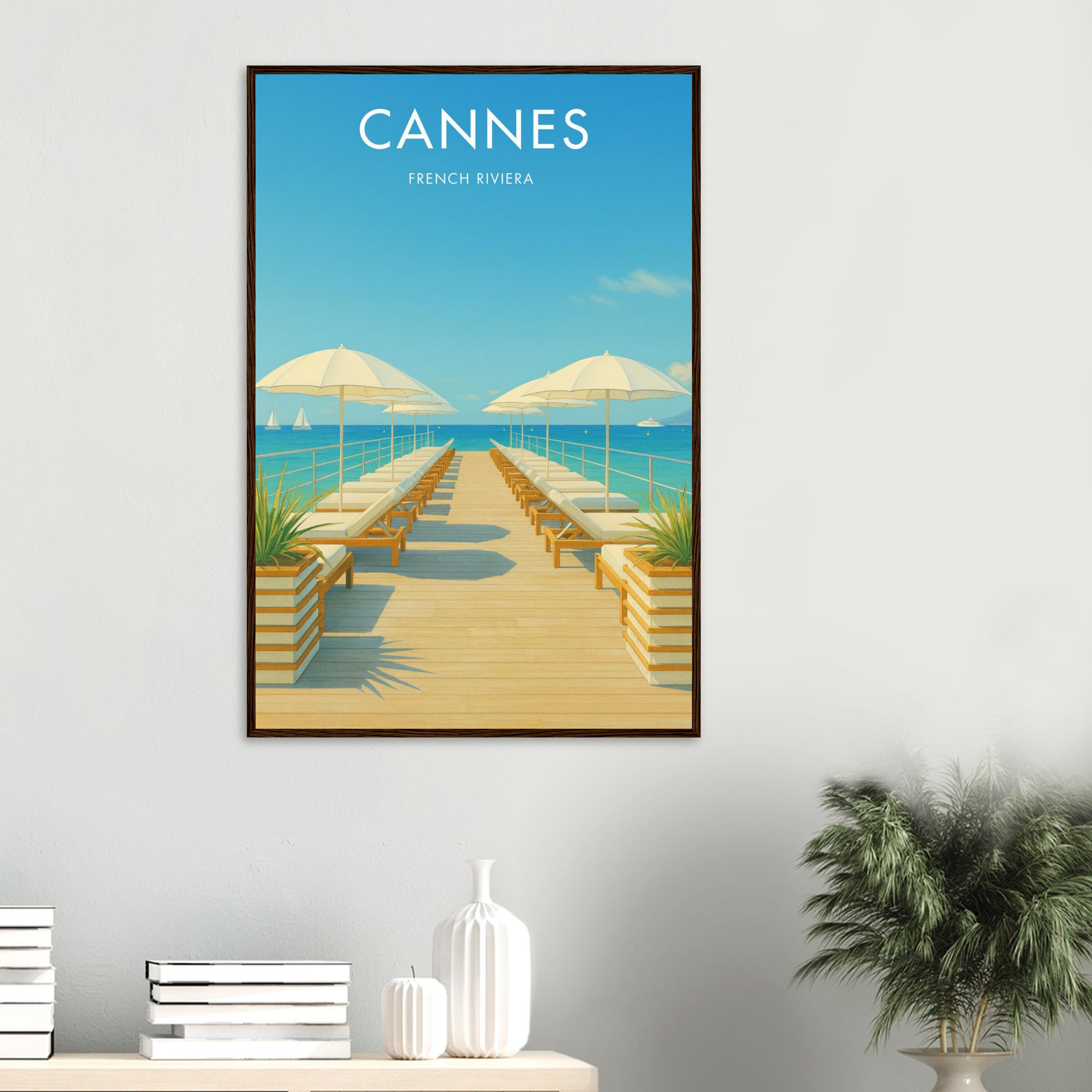 Cannes Wooden Frame Vintage Poster